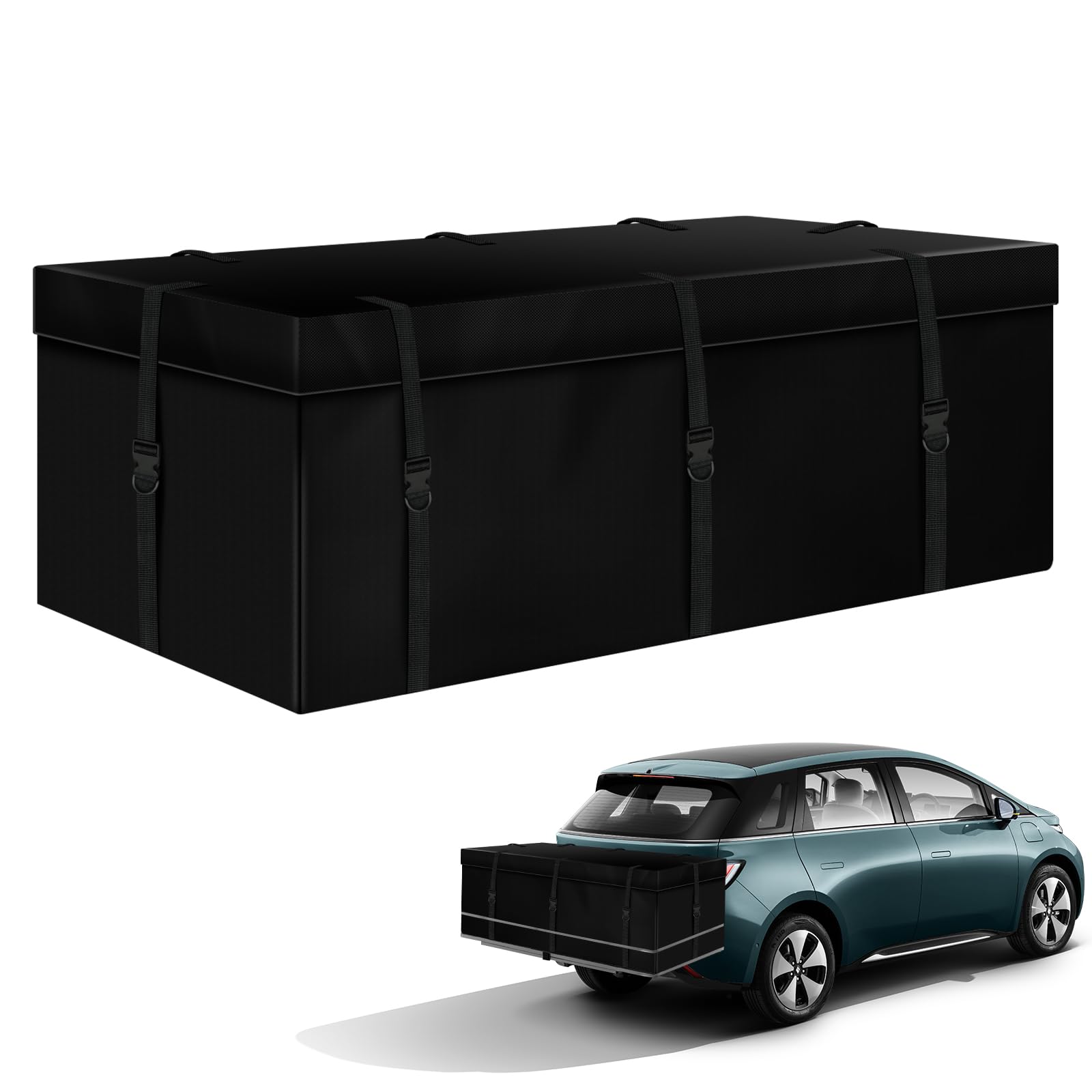 TIHOOK Auto Heckbox Gepäckträgertasche, 600D wasserdichte Beschichtung, Hohe Kapazität, Dachbox Auto, für alle Autos,135 x 51 x 51cm von TIHOOK