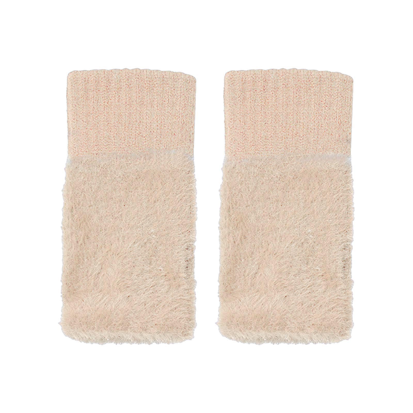 Damen Winterhandschuhe Warme Strickhandschuhe Thermohandschuhe Winter mit Fleece für Damen Winter Geschenke, Fingerlose Handschuhe Dehnbar Armstulpen Pulswärmer Warme Fäustlinge (Beige, One Size) von TIMIYUYU