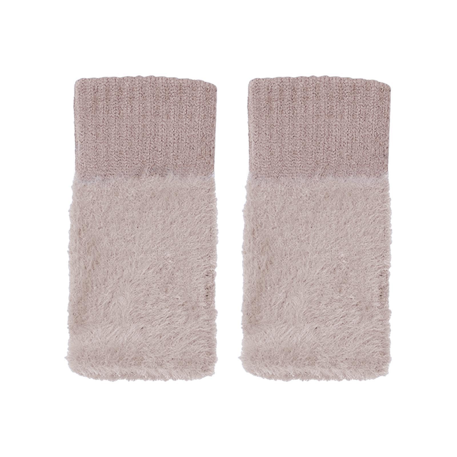 Damen Winterhandschuhe Warme Strickhandschuhe Thermohandschuhe Winter mit Fleece für Damen Winter Geschenke, Fingerlose Handschuhe Dehnbar Armstulpen Pulswärmer Warme Fäustlinge (Khaki, One Size) von TIMIYUYU