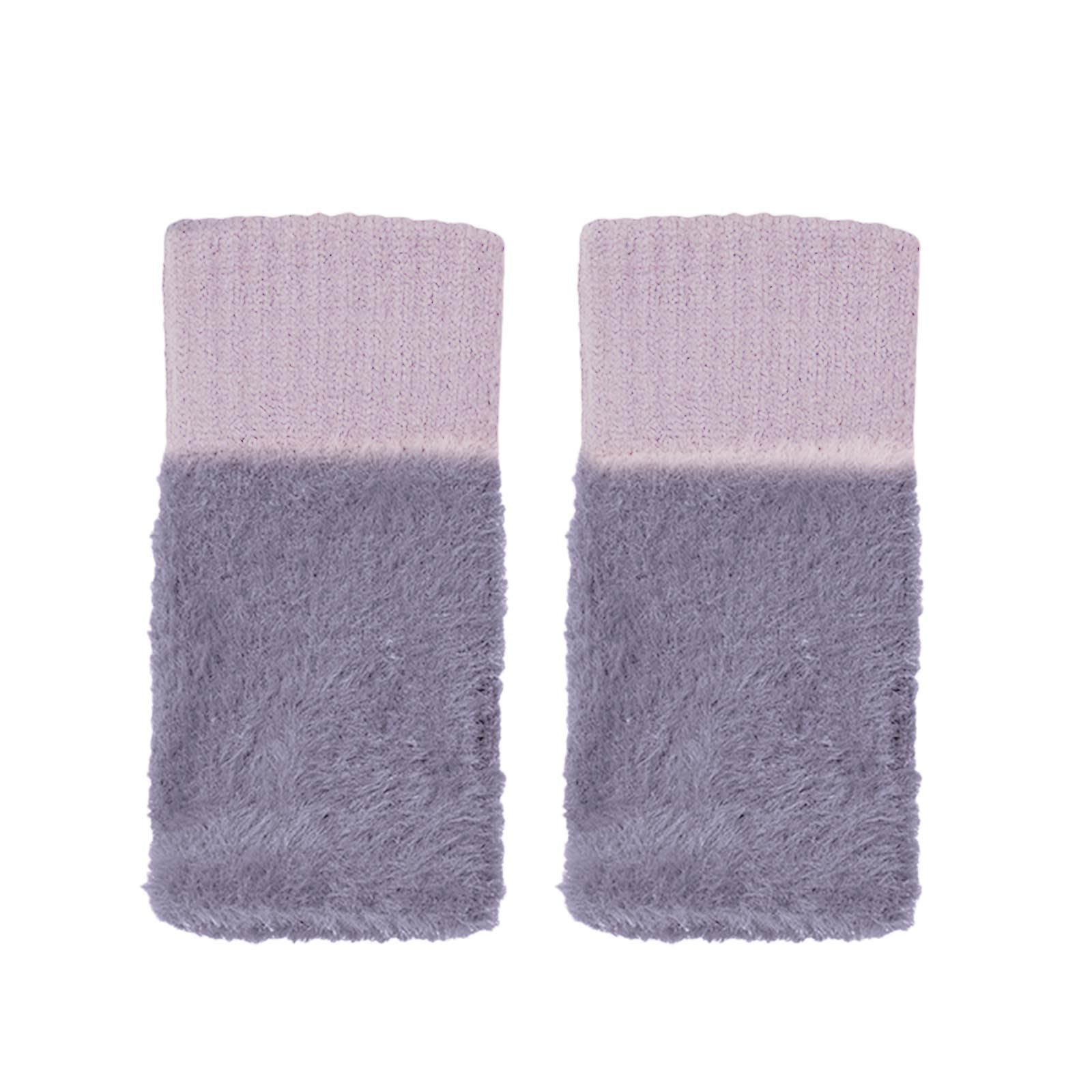 Damen Winterhandschuhe Warme Strickhandschuhe Thermohandschuhe Winter mit Fleece für Damen Winter Geschenke, Fingerlose Handschuhe Dehnbar Armstulpen Pulswärmer Warme Fäustlinge (Purple, One Size) von TIMIYUYU