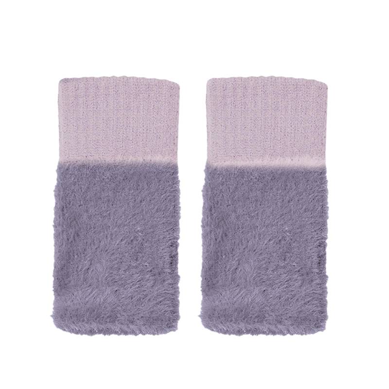 Damen Winterhandschuhe Warme Strickhandschuhe Thermohandschuhe Winter mit Fleece für Damen Winter Geschenke, Fingerlose Handschuhe Dehnbar Armstulpen Pulswärmer Warme Fäustlinge (Purple, One Size) von TIMIYUYU