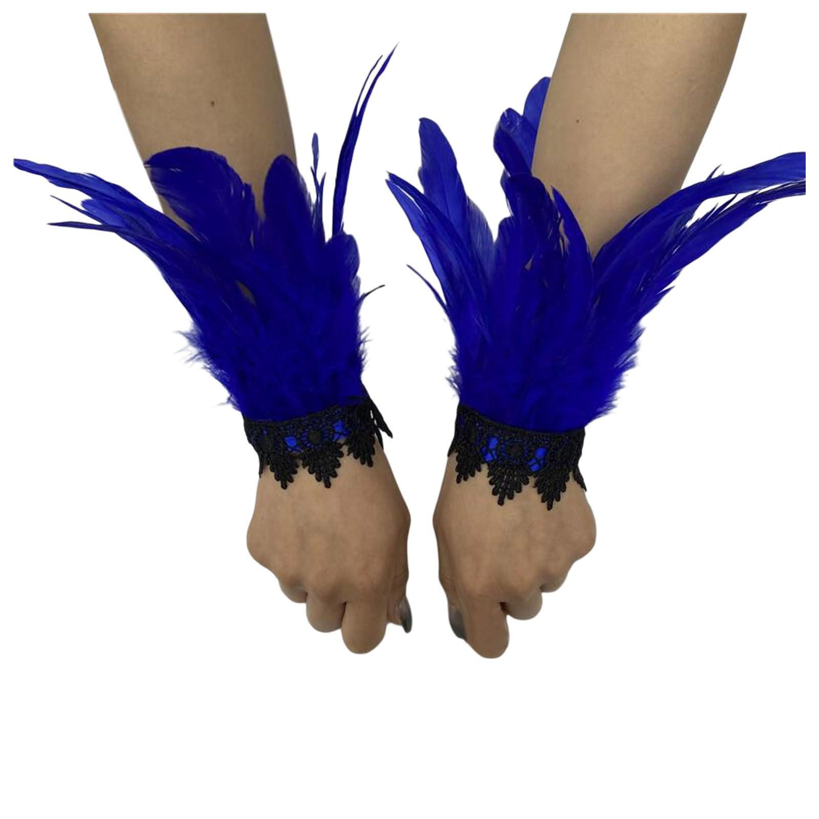 Federn Armbänder Damen Vintage Feder Manschette Accessoires Gothic Feder Manschetten Frauen Federschlagarmbänder Feder Spitze Handschuhe Federschmuck für Halloween Kostüm, Rollenspiel (Blue, One Size) Federn Armbänder Damen Vintage Feder Manschette Accessoires Gothic Feder Manschetten Frauen Federschlagarmbänder Feder Spitze Handschuhe Federschmuck für Halloween Kostüm, Rollenspiel (Blue, One Size) von TIMIYUYU