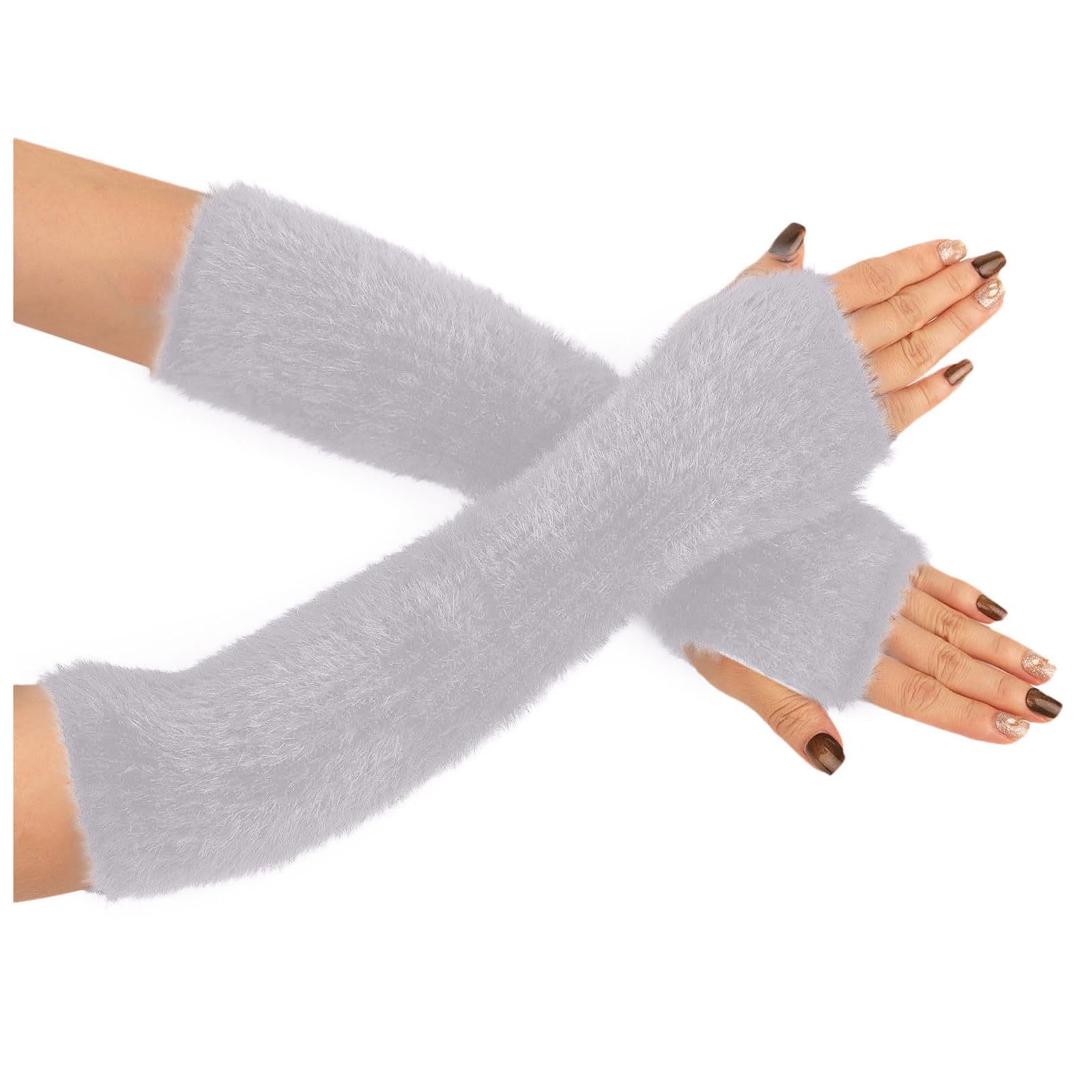 TIMIYUYU Winter Plüsch Handschuhe für Damen Fingerlose Armstulpen Dicke Plüsch Lang Handwärmer Stulpen Warm Plüsch Handschuhe Pluswärmer Handstulpen Armwärmer Stulpen für Damen (Light Gray, One Size) TIMIYUYU Winter Plüsch Handschuhe für Damen Fingerlose Armstulpen Dicke Plüsch Lang Handwärmer Stulpen Warm Plüsch Handschuhe Pluswärmer Handstulpen Armwärmer Stulpen für Damen (Light Gray, One Size) von TIMIYUYU