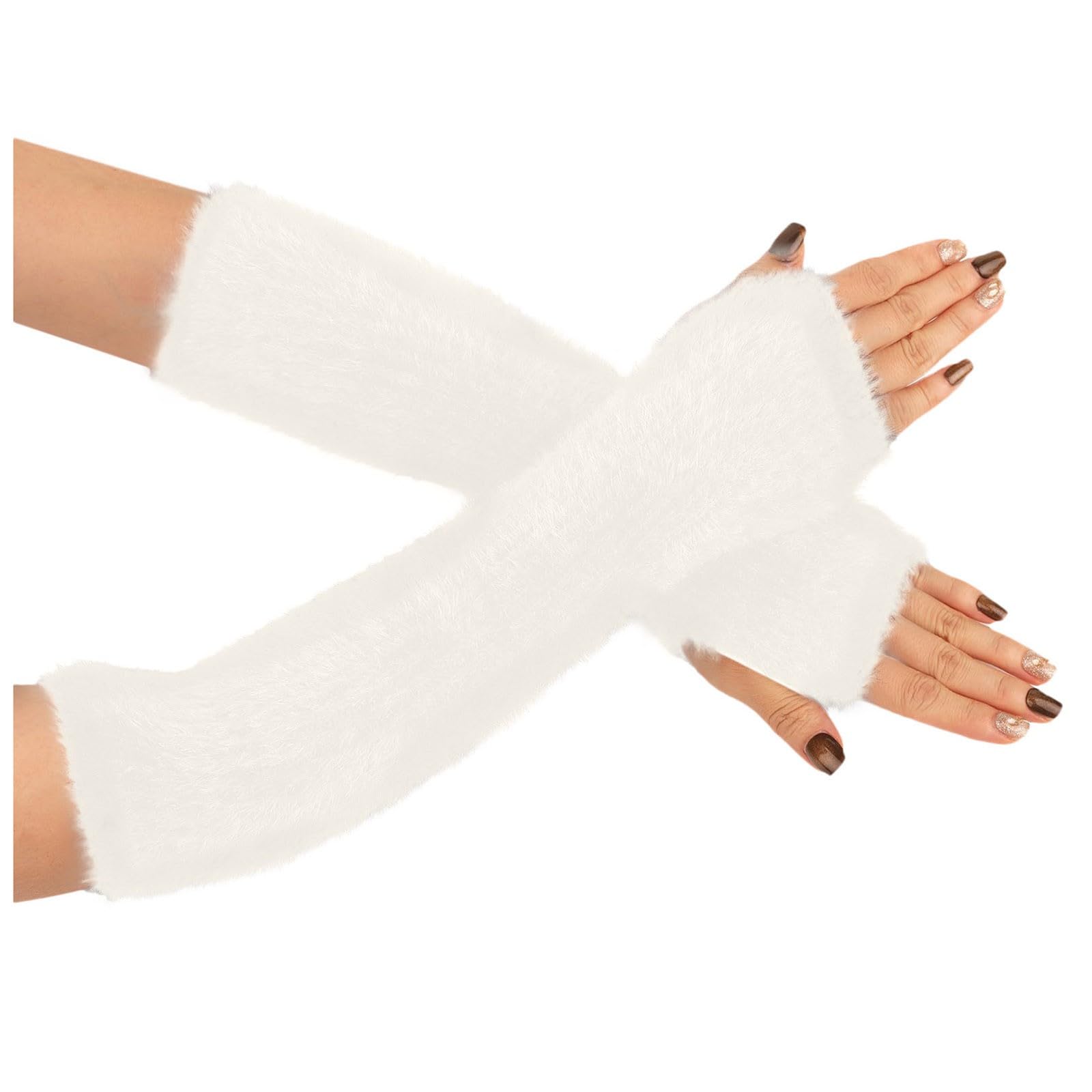 TIMIYUYU Winter Plüsch Handschuhe für Damen Fingerlose Armstulpen Dicke Plüsch Lang Handwärmer Stulpen Warm Plüsch Handschuhe Pluswärmer Handstulpen Armwärmer Stulpen für Damen (White, One Size) TIMIYUYU Winter Plüsch Handschuhe für Damen Fingerlose Armstulpen Dicke Plüsch Lang Handwärmer Stulpen Warm Plüsch Handschuhe Pluswärmer Handstulpen Armwärmer Stulpen für Damen (White, One Size) von TIMIYUYU