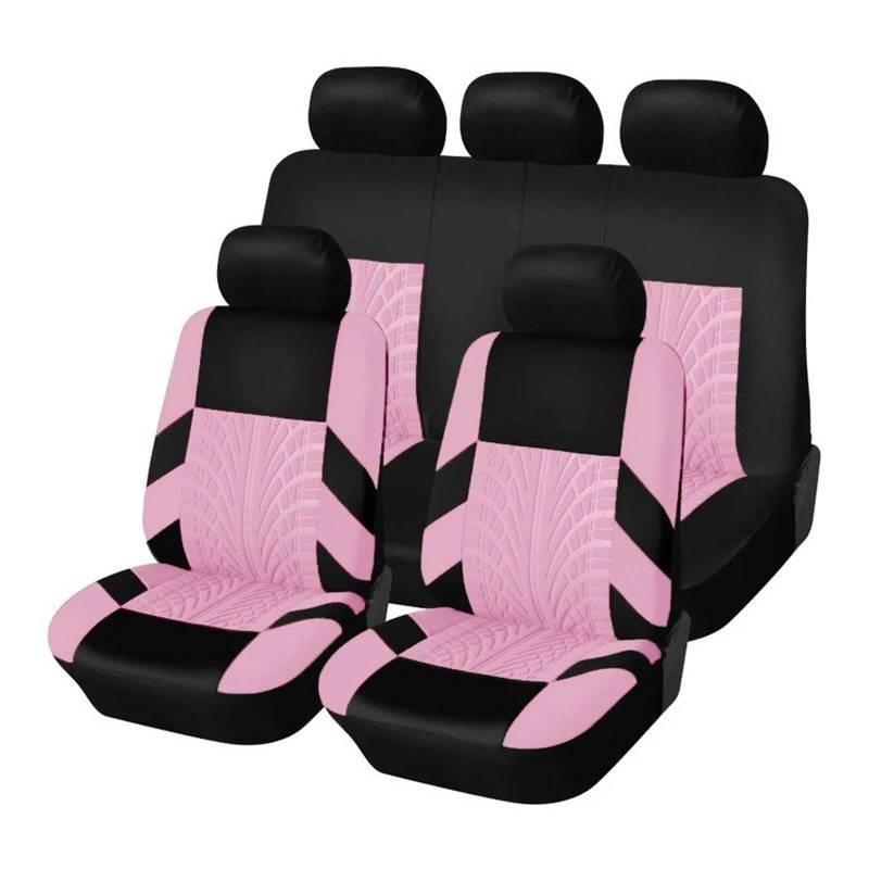 Autositzbezüge Autositzbezug Aus Polyestergewebe, Universelles Set, Auto-Styling, Innenausstattung Autoinnenraum(Pink Full Set) von TINGYUS