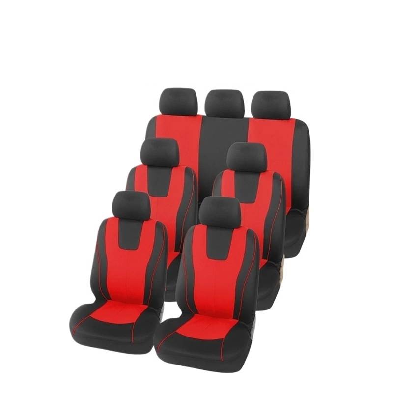 Autositzbezüge Für 1/2/5/7 Sitze Autos Auto Sitz Abdeckung Airbag Universal Innen Zubehör Autoinnenraum(7 Seats-Red) von TINGYUS