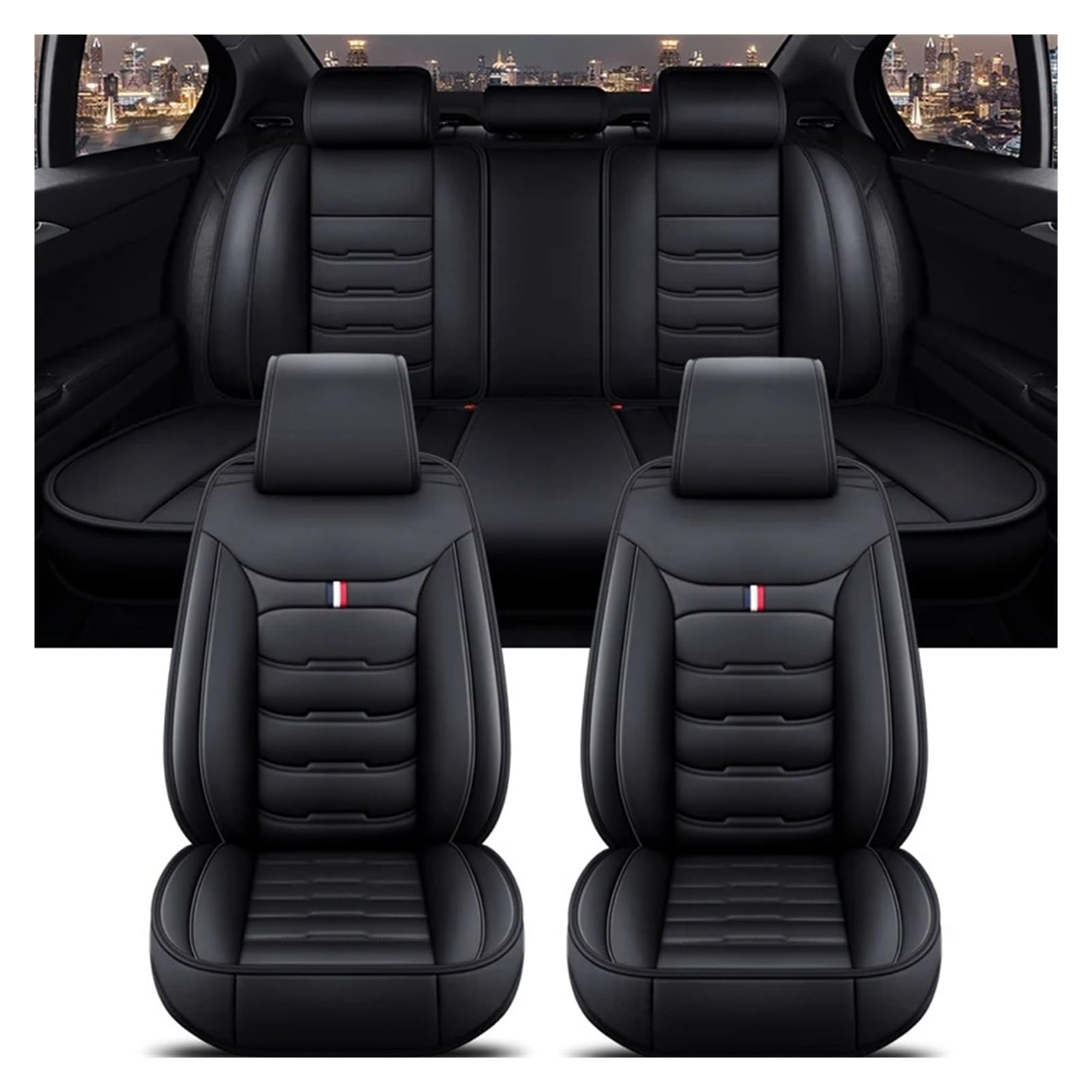 Autositzbezüge Für A3 Für Sportback A1 A4 A5 A6 A6L A7 A8 A8L PU-Leder Autozubehör Innenausstattung Autositzbezug Autoinnenraum(A Black 5 Seat) von TINGYUS