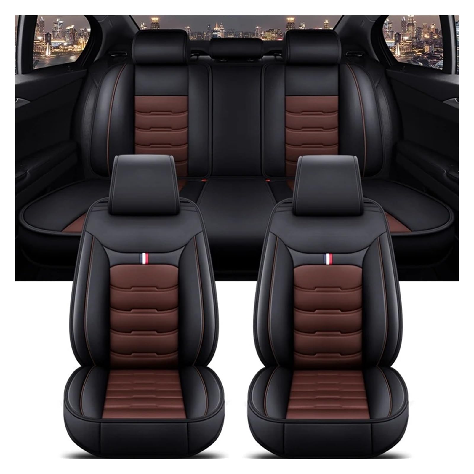 Autositzbezüge Für A3 Für Sportback A1 A4 A5 A6 A6L A7 A8 A8L PU-Leder Autozubehör Innenausstattung Autositzbezug Autoinnenraum(A Black Coffee 5 Seat) von TINGYUS