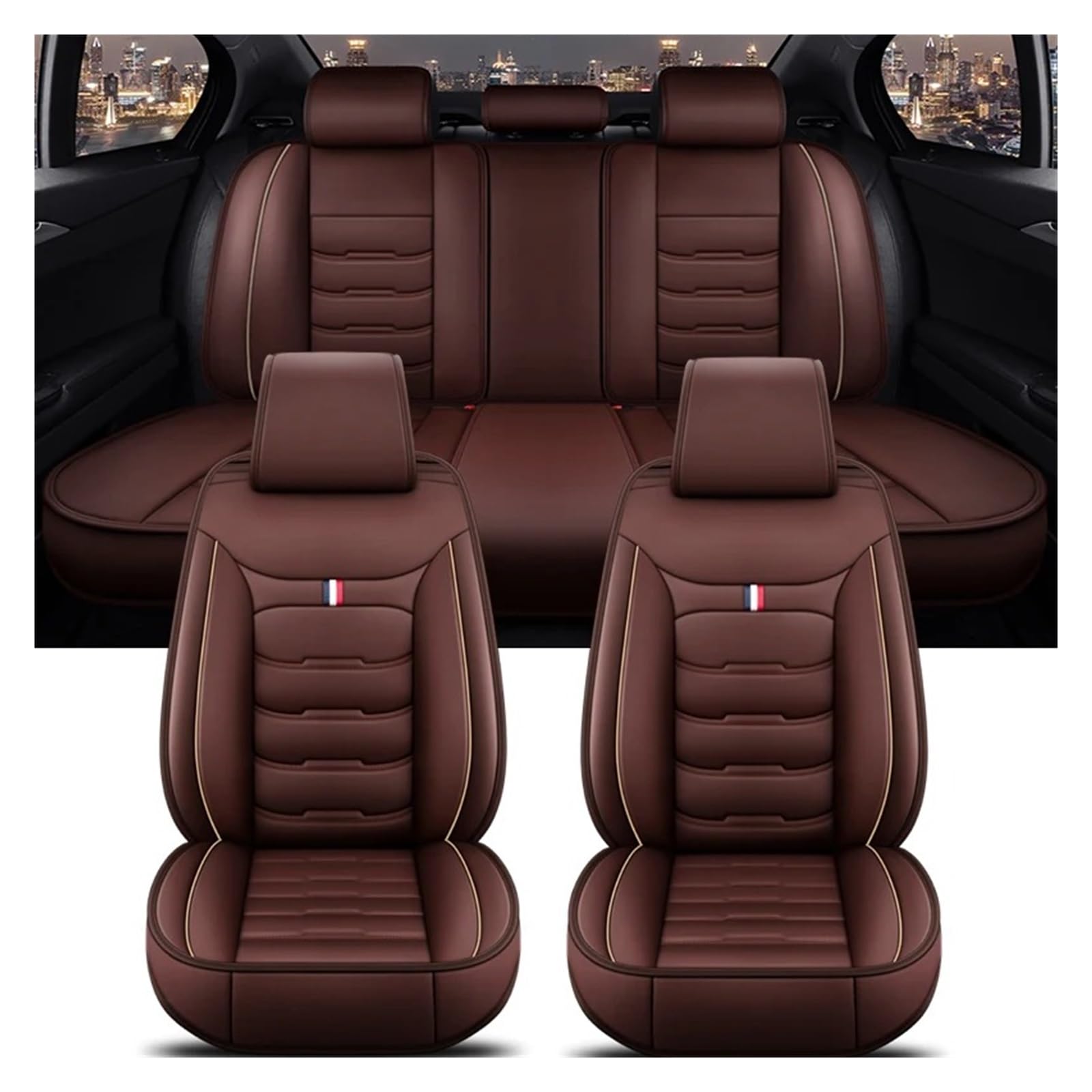 Autositzbezüge Für A3 Für Sportback A1 A4 A5 A6 A6L A7 A8 A8L PU-Leder Autozubehör Innenausstattung Autositzbezug Autoinnenraum(A Coffee 5 Seat) von TINGYUS