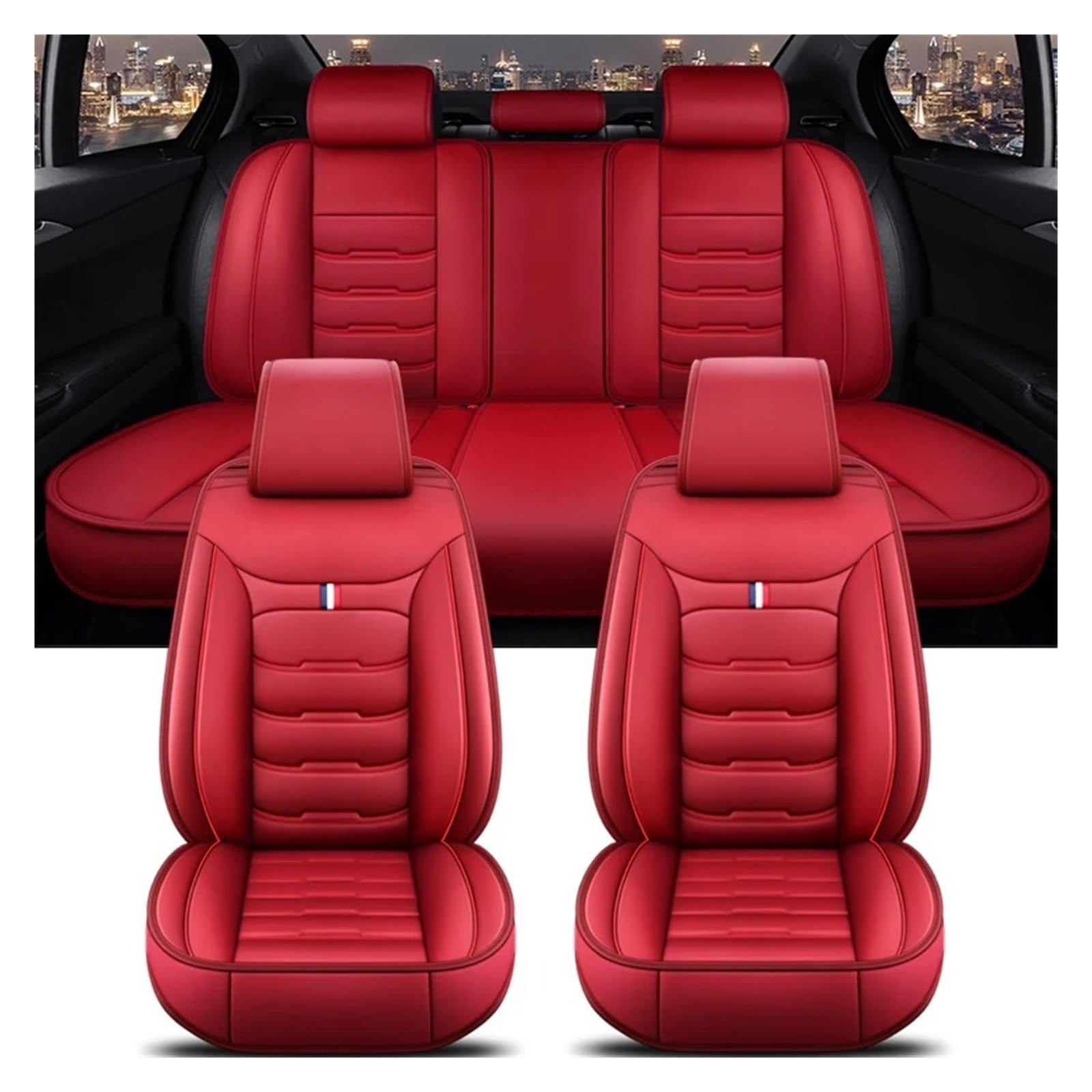 Autositzbezüge Für A3 Für Sportback A1 A4 A5 A6 A6L A7 A8 A8L PU-Leder Autozubehör Innenausstattung Autositzbezug Autoinnenraum(A Red 5 Seat) von TINGYUS