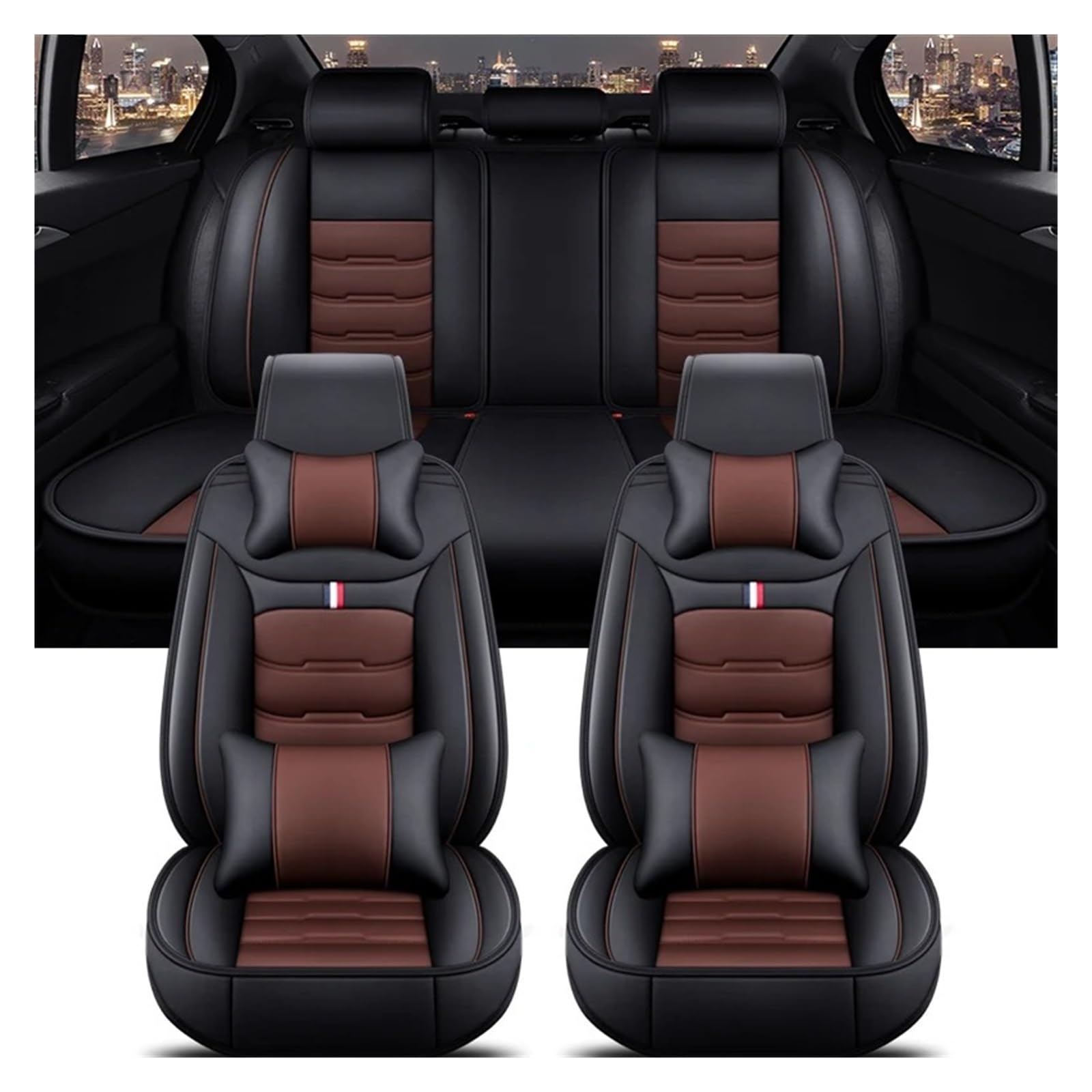 Autositzbezüge Für A3 Für Sportback A1 A4 A5 A6 A6L A7 A8 A8L PU-Leder Autozubehör Innenausstattung Autositzbezug Autoinnenraum(B Black Coffee 5 Seat) von TINGYUS