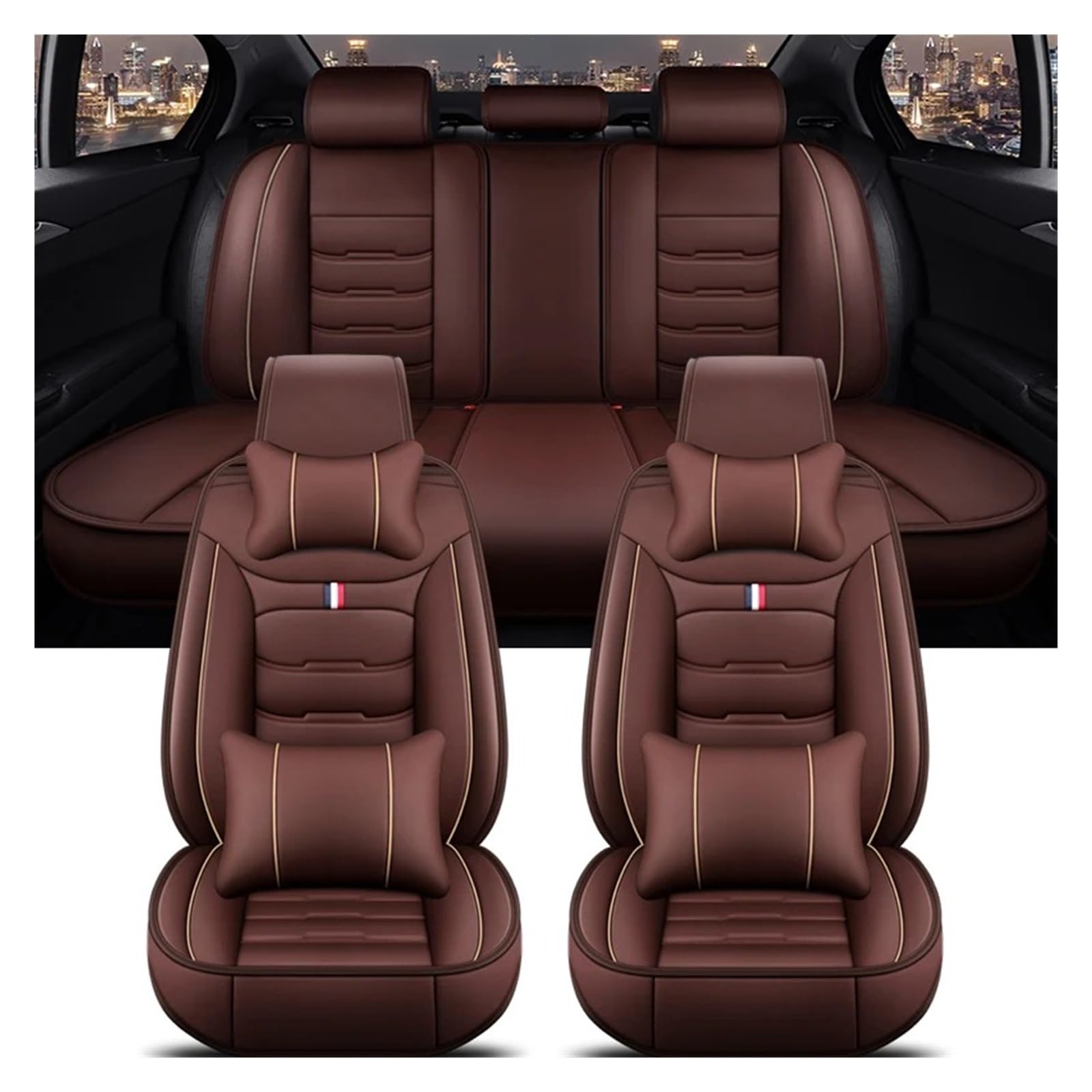 Autositzbezüge Für A3 Für Sportback A1 A4 A5 A6 A6L A7 A8 A8L PU-Leder Autozubehör Innenausstattung Autositzbezug Autoinnenraum(B Coffee 5 Seat) von TINGYUS