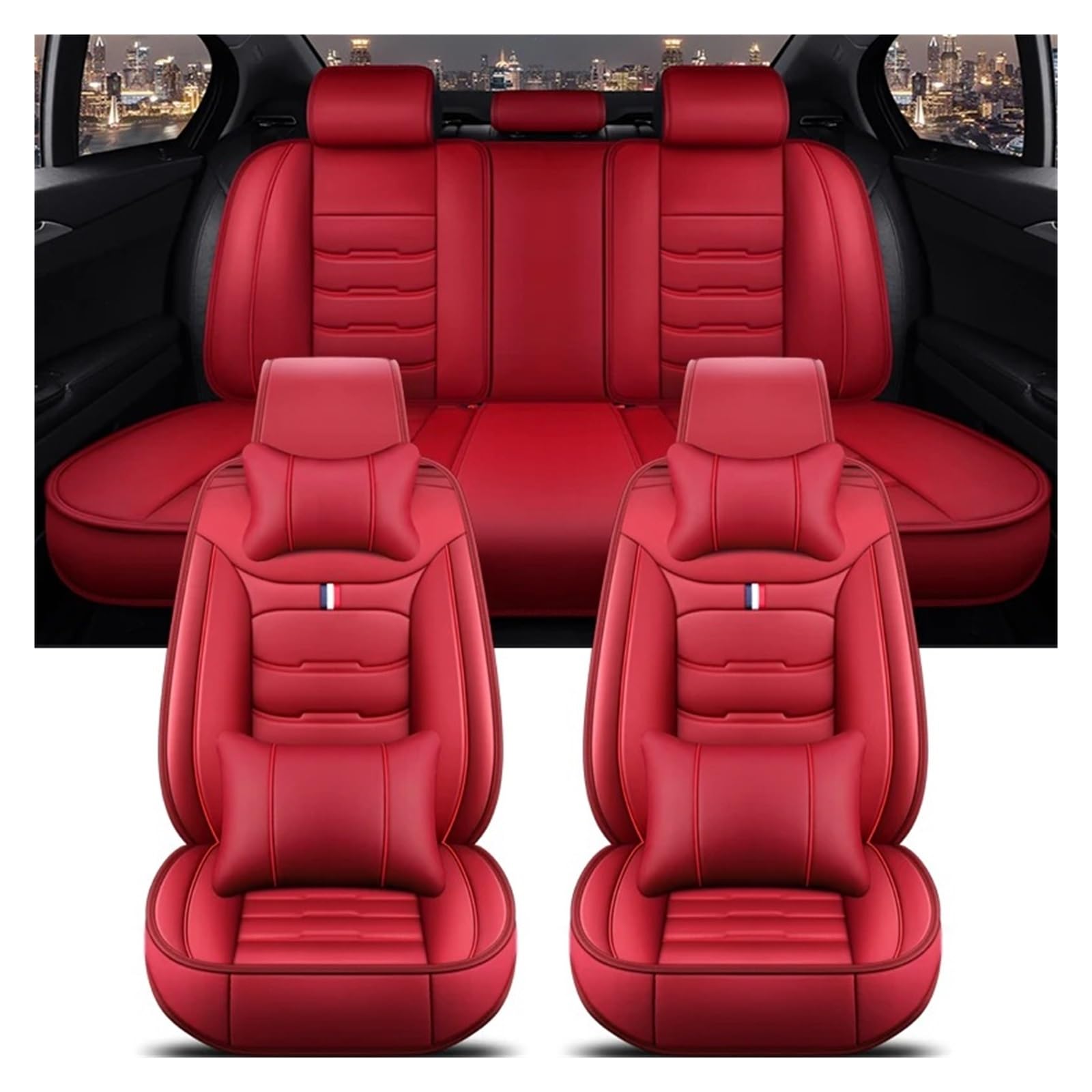Autositzbezüge Für A3 Für Sportback A1 A4 A5 A6 A6L A7 A8 A8L PU-Leder Autozubehör Innenausstattung Autositzbezug Autoinnenraum(B Red 5 Seat) von TINGYUS