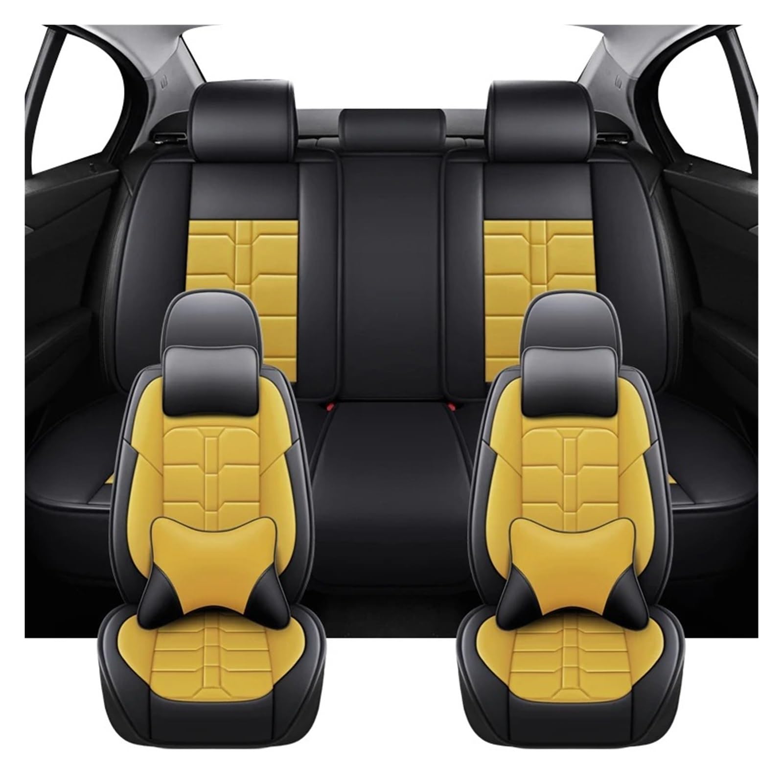 Autositzbezüge Für Benz W205 W211 W204 W203 Für EQB ML W164 Für EQC Für EQE Autositzbezüge Aus PU-Leder Auto-Innenausstattung Autoinnenraum(Luxury-Yellow) von TINGYUS