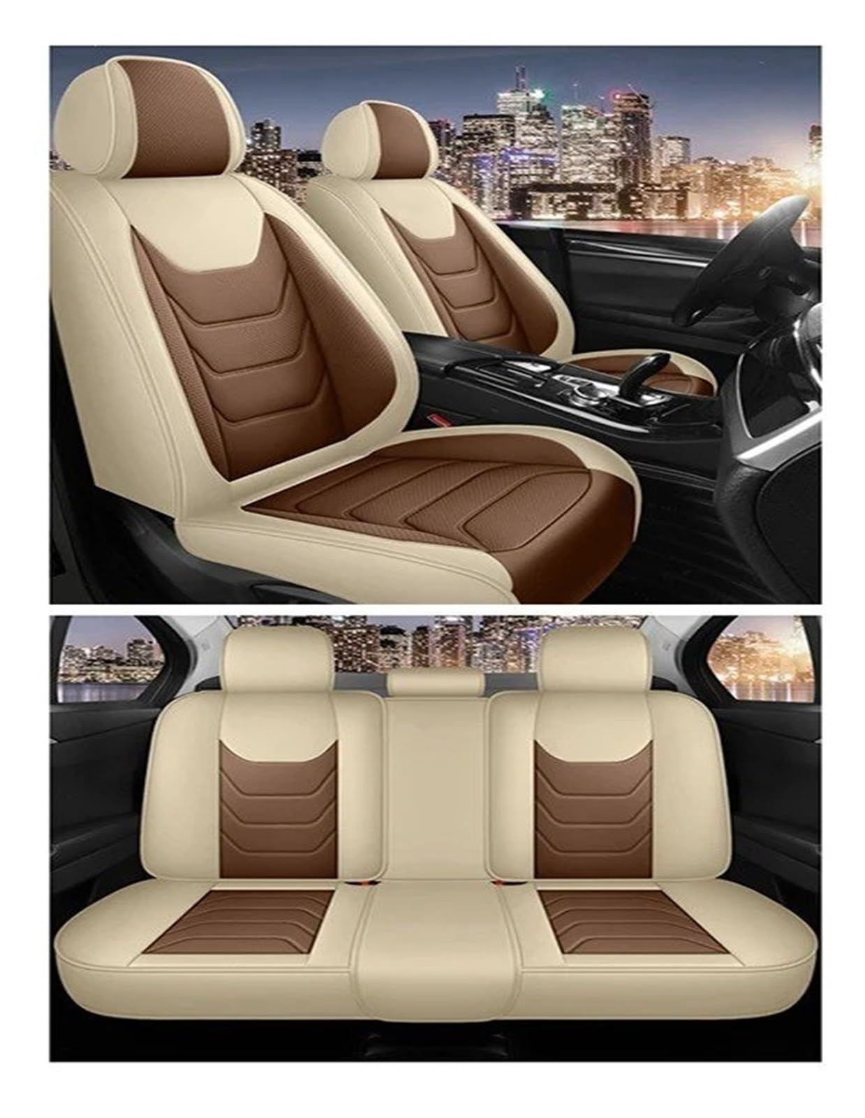 Autositzbezüge Für Fit Für Civic Für CRV Für XRV Für Accord Für Odyssey Für Jazz Für City Sitzbezug Car-Styling Autozubehör Autoinnenraum(A Beige Brown) von TINGYUS