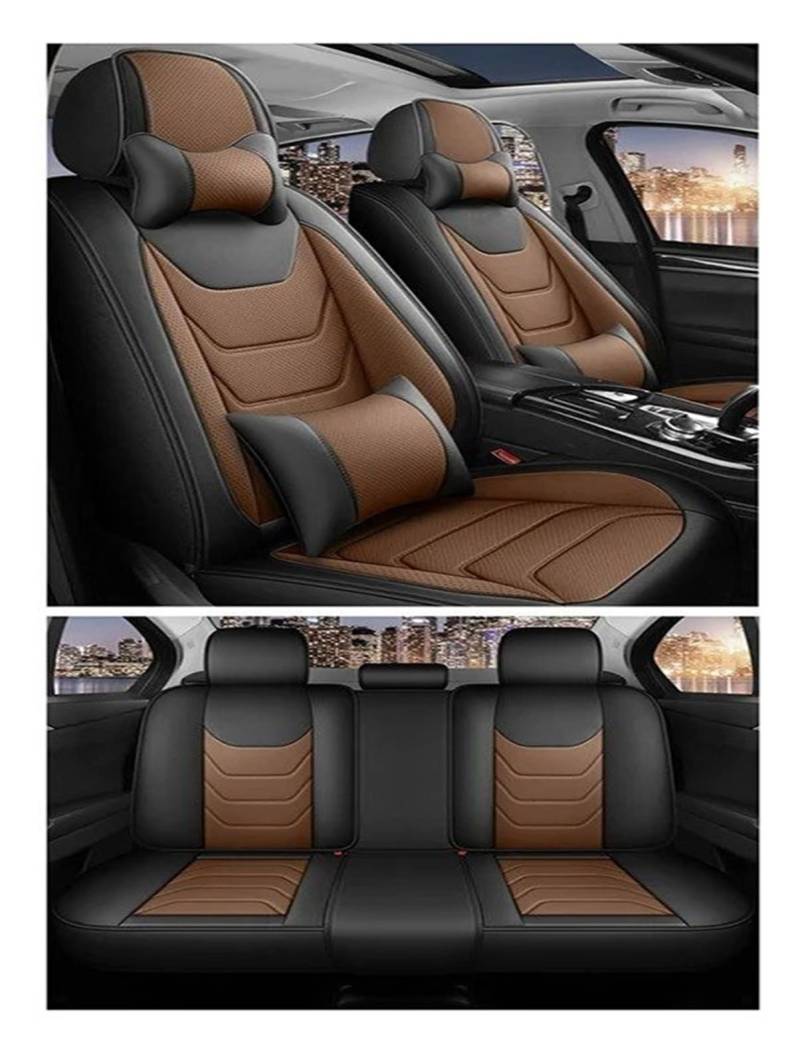 Autositzbezüge Für Fit Für Civic Für CRV Für XRV Für Accord Für Odyssey Für Jazz Für City Sitzbezug Car-Styling Autozubehör Autoinnenraum(B Black Brown Pillow) von TINGYUS