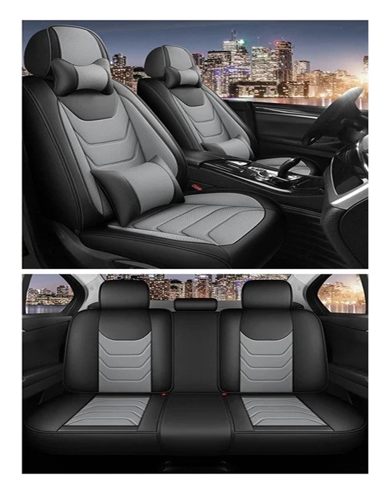 Autositzbezüge Für Fit Für Civic Für CRV Für XRV Für Accord Für Odyssey Für Jazz Für City Sitzbezug Car-Styling Autozubehör Autoinnenraum(B Black Grey Pillow) von TINGYUS