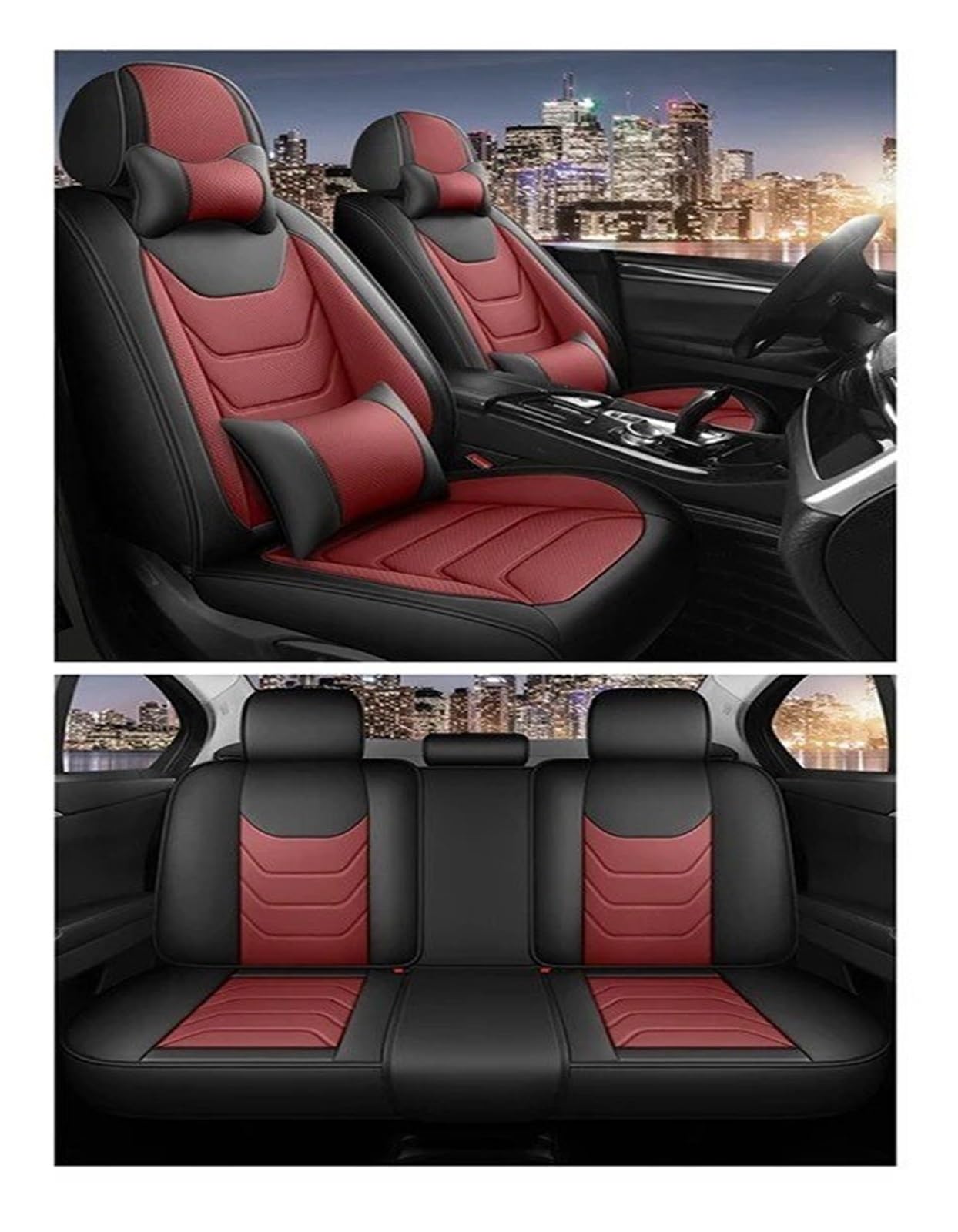 Autositzbezüge Für Fit Für Civic Für CRV Für XRV Für Accord Für Odyssey Für Jazz Für City Sitzbezug Car-Styling Autozubehör Autoinnenraum(B Black red Pillow) von TINGYUS