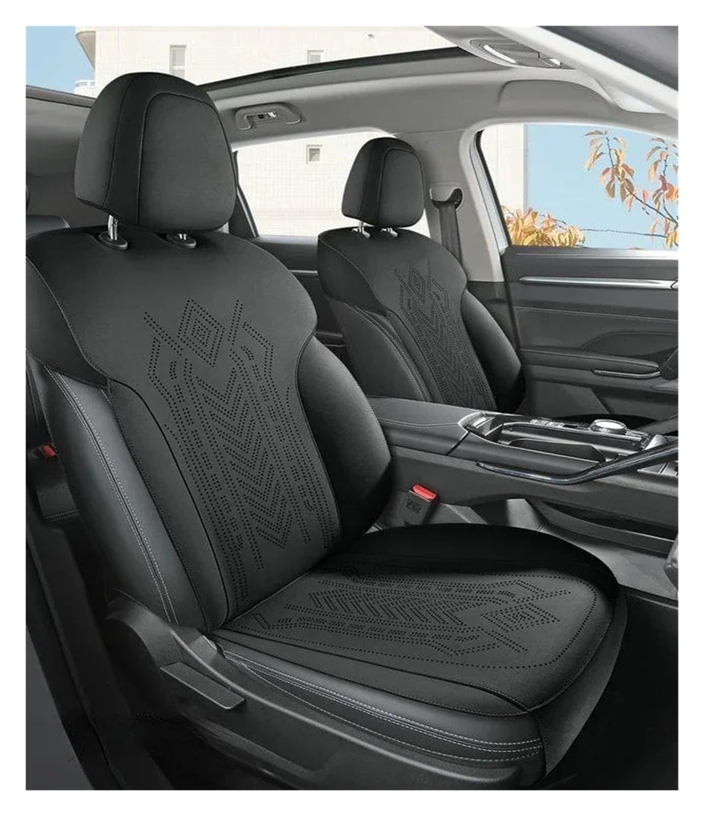 Autositzbezüge Für Haval H6 M6 H9 Für Dargo Für Jolion F7X H3 Leder-Autositzkissen Atmungsaktiver Vierjahreszeiten-Sitzbezug Autoinnenraum(2 Front Black) von TINGYUS