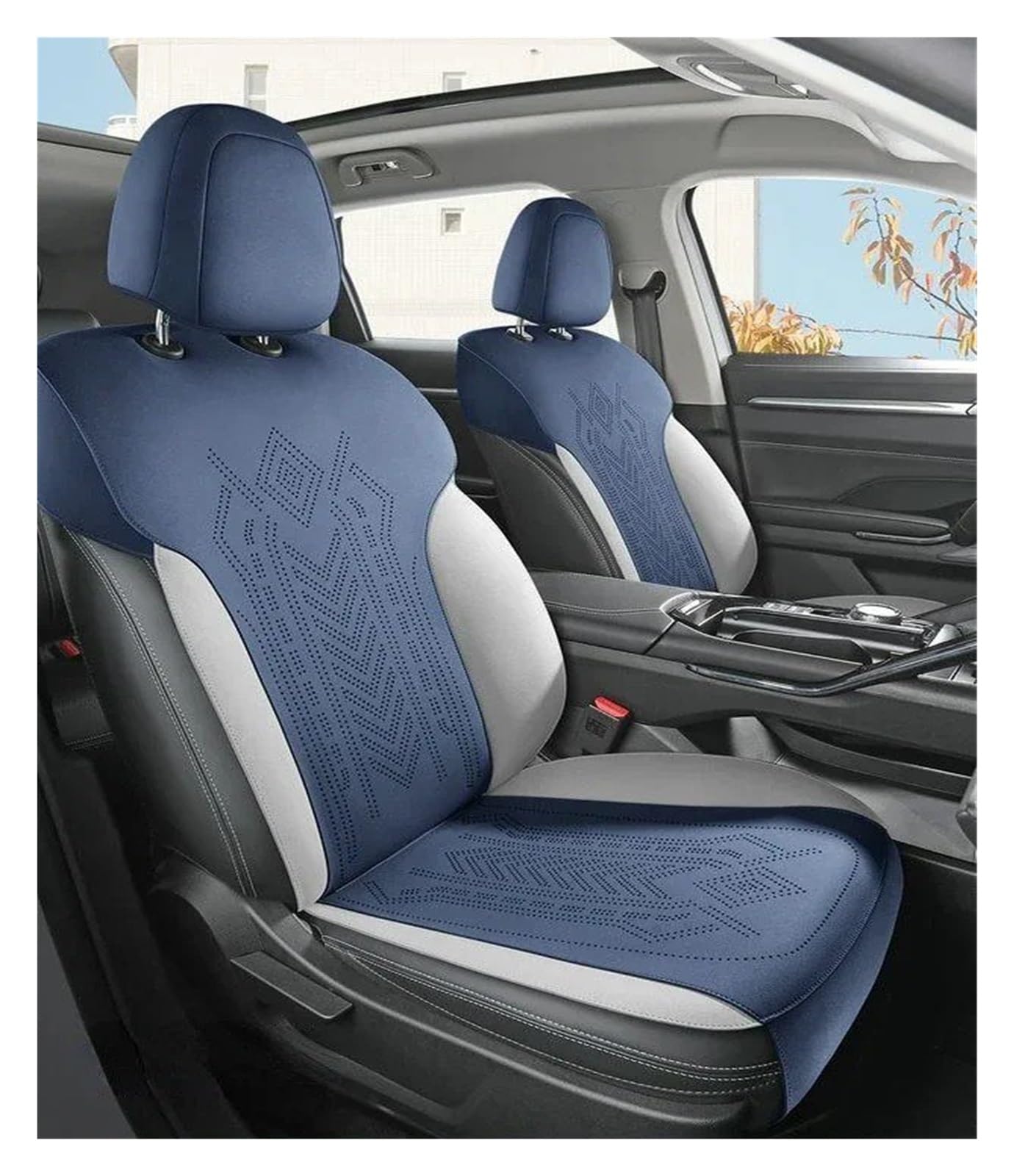 Autositzbezüge Für Haval H6 M6 H9 Für Dargo Für Jolion F7X H3 Leder-Autositzkissen Atmungsaktiver Vierjahreszeiten-Sitzbezug Autoinnenraum(2 Front Deep Blue) von TINGYUS