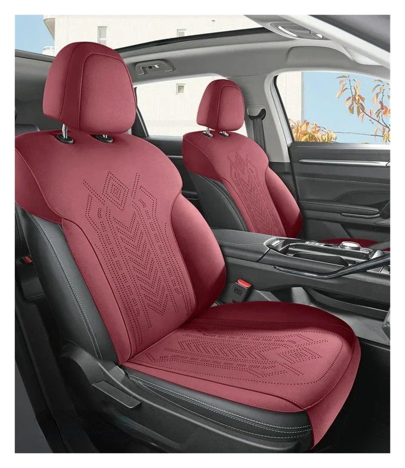 Autositzbezüge Für Haval H6 M6 H9 Für Dargo Für Jolion F7X H3 Leder-Autositzkissen Atmungsaktiver Vierjahreszeiten-Sitzbezug Autoinnenraum(2 Front Wine Red) von TINGYUS