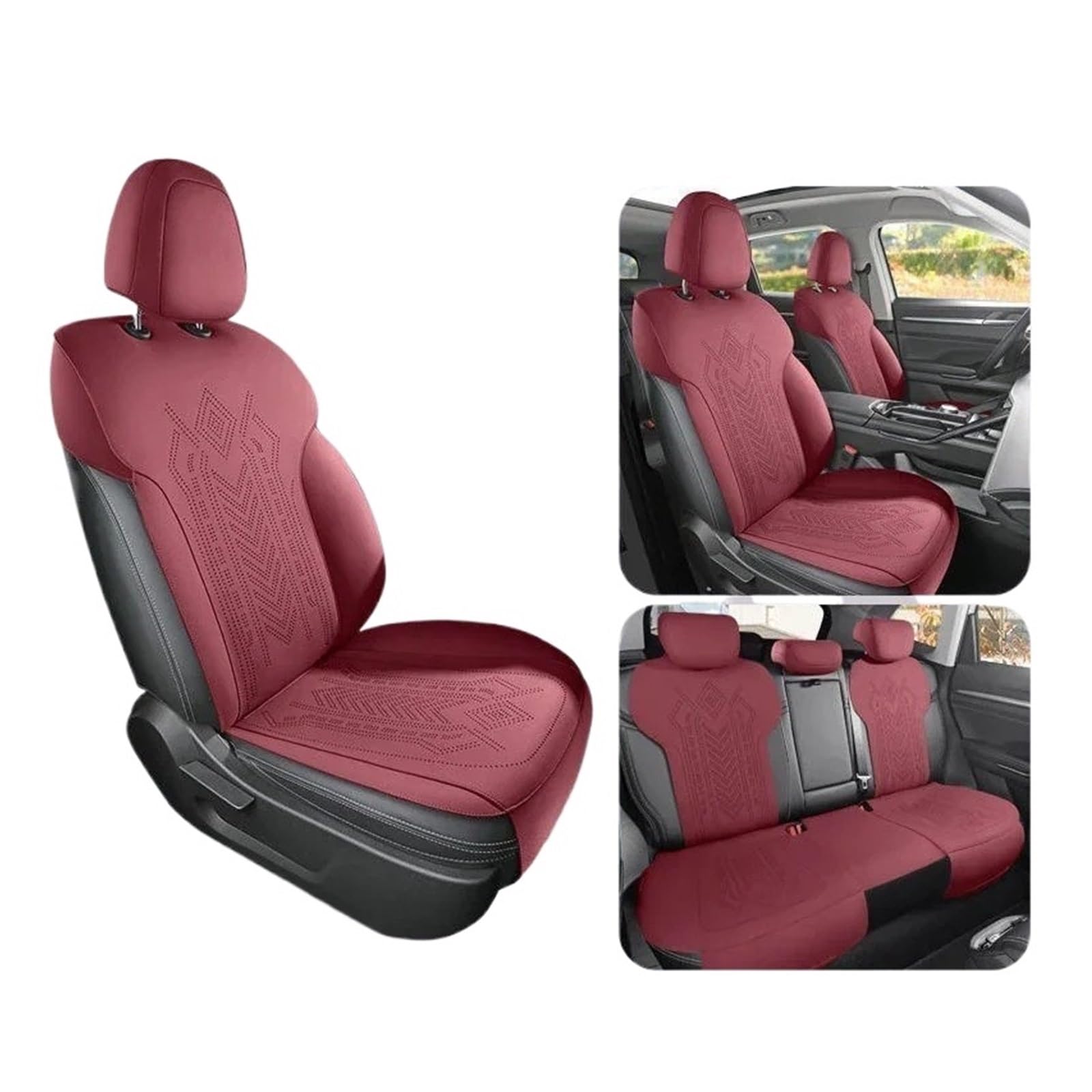 Autositzbezüge Für Haval H6 M6 H9 Für Dargo Für Jolion F7X H3 Leder-Autositzkissen Atmungsaktiver Vierjahreszeiten-Sitzbezug Autoinnenraum(Full Wine Red) von TINGYUS