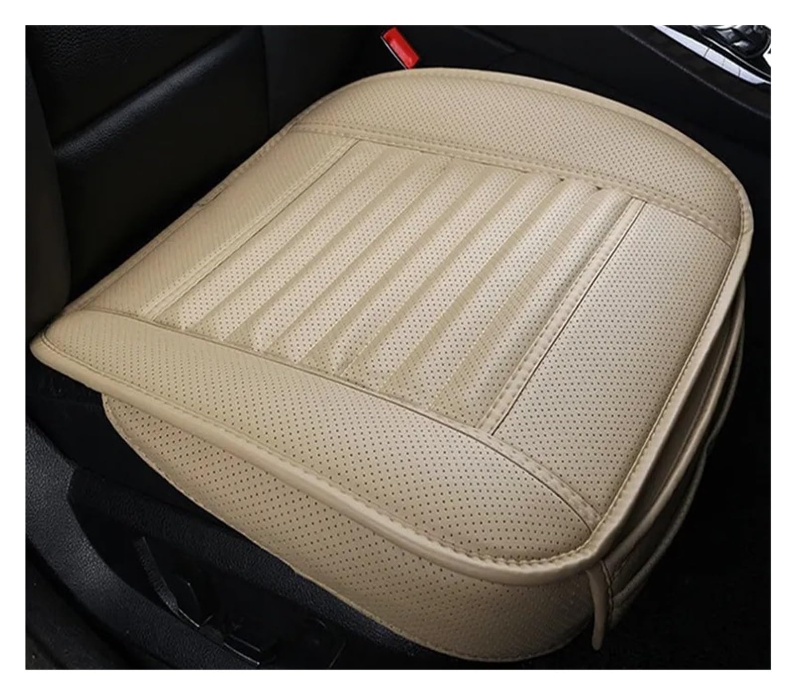 Autositzbezüge Ledersitzbezüge Autokissen Vier Jahreszeiten Autos Sitzbezug Universal Pad Matten Schutz Autoinnenraum(1*Front Beige) von TINGYUS