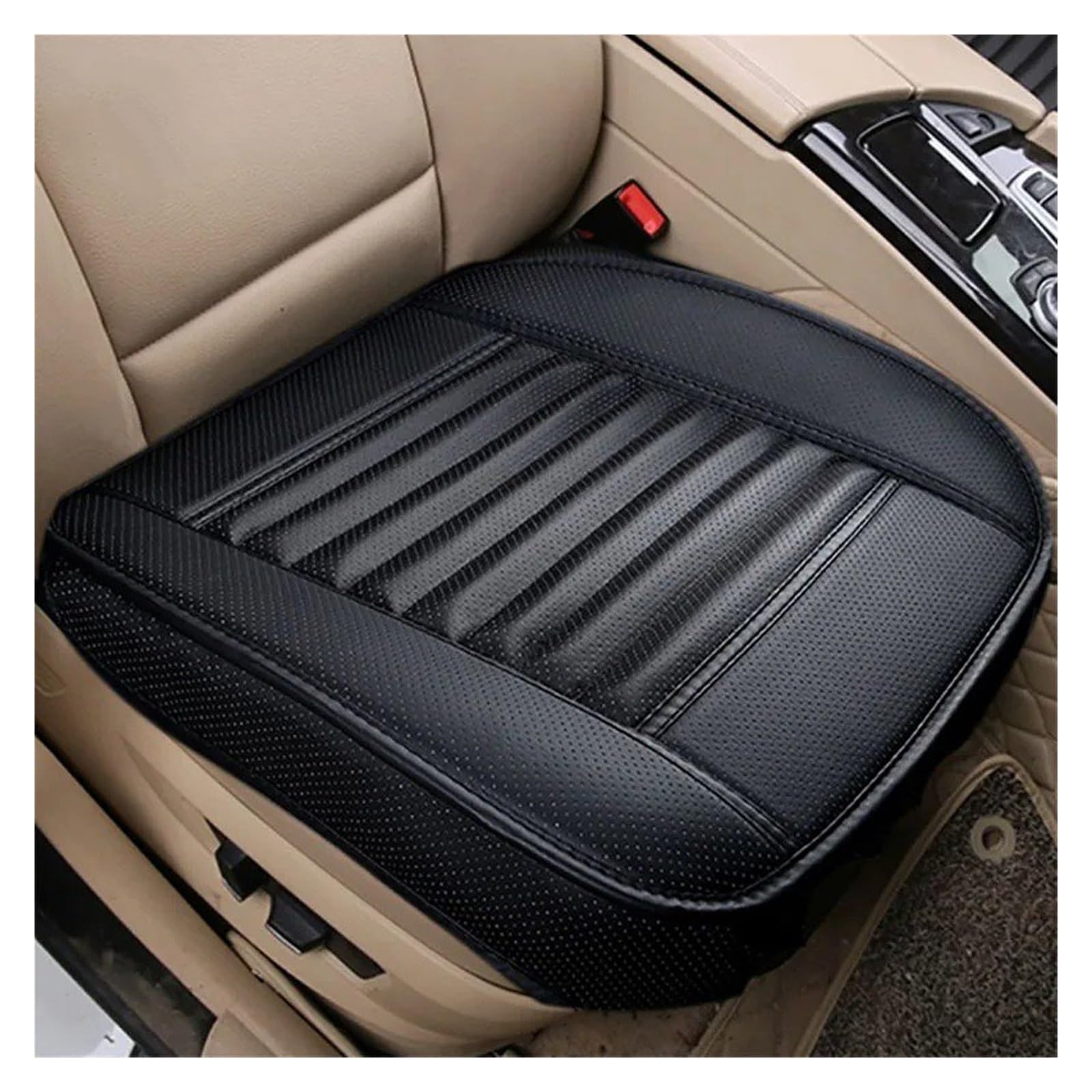 Autositzbezüge Ledersitzbezüge Autokissen Vier Jahreszeiten Autos Sitzbezug Universal Pad Matten Schutz Autoinnenraum(1*Front Black) von TINGYUS
