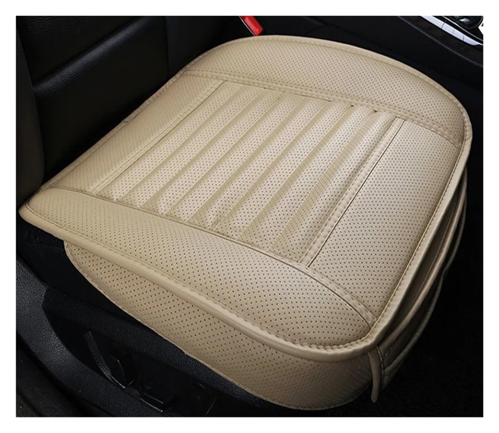 Autositzbezüge Ledersitzbezüge Autokissen Vier Jahreszeiten Autos Sitzbezug Universal Pad Matten Schutz Autoinnenraum(2*Beige) von TINGYUS