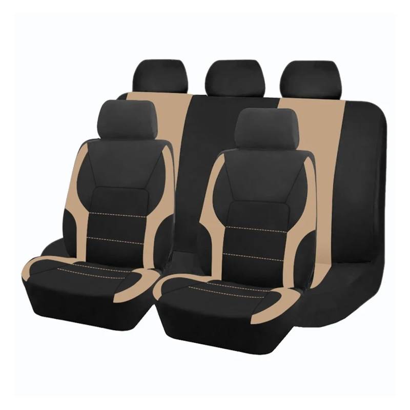 Autositzbezüge Passend Für Die Meisten Auto SUV LKW- Und Van-Sitzbezüge Universelle Autositzbezüge Dünnes Polyestergewebe Mit 2 Mm Schwamm Autoinnenraum(Beige 5 seat) von TINGYUS