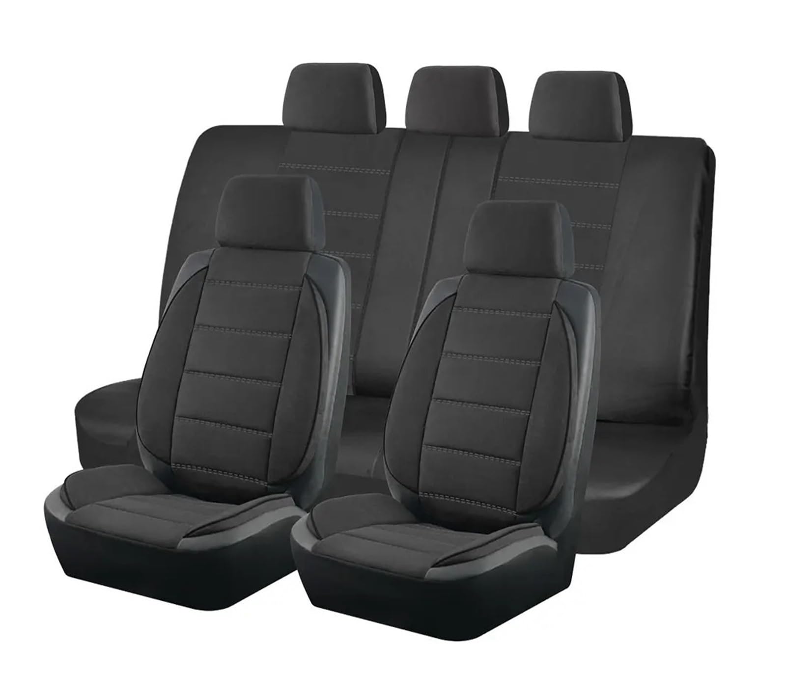 Autositzbezüge Passend Für Die Meisten Autos Universelle sitzbezüge Seiten-Stereo-Modellierung Leder-Flusen-sitzbezüge Zubehör Für Den Innenraum Autoinnenraum(Black 5 Seat) von TINGYUS