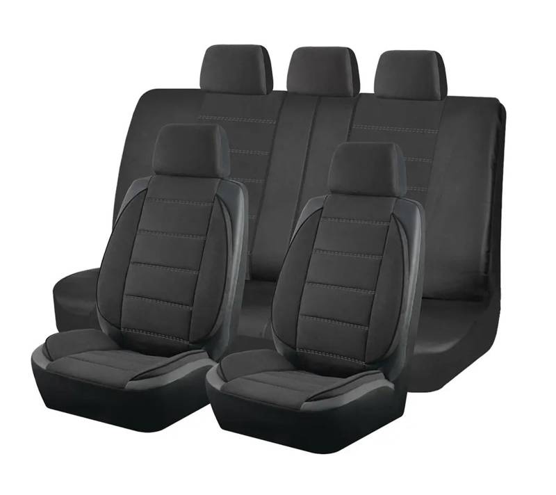 Autositzbezüge Passend Für Die Meisten Autos Universelle sitzbezüge Seiten-Stereo-Modellierung Leder-Flusen-sitzbezüge Zubehör Für Den Innenraum Autoinnenraum(Black 5 Seat) von TINGYUS