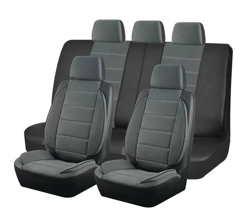 Autositzbezüge Passend Für Die Meisten Autos Universelle sitzbezüge Seiten-Stereo-Modellierung Leder-Flusen-sitzbezüge Zubehör Für Den Innenraum Autoinnenraum(Gray 5 Seat) von TINGYUS