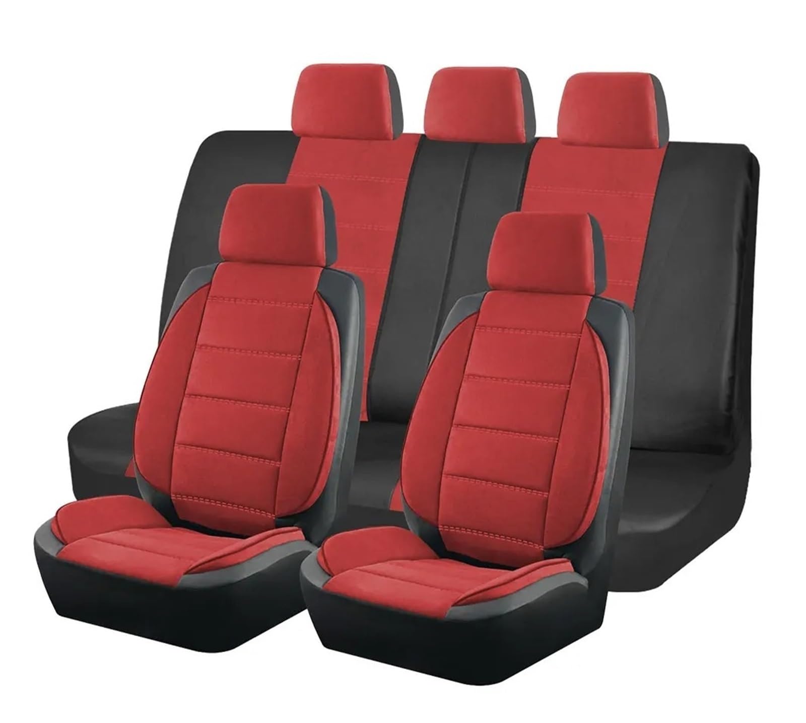 Autositzbezüge Passend Für Die Meisten Autos Universelle sitzbezüge Seiten-Stereo-Modellierung Leder-Flusen-sitzbezüge Zubehör Für Den Innenraum Autoinnenraum(Red 5 Seat) von TINGYUS