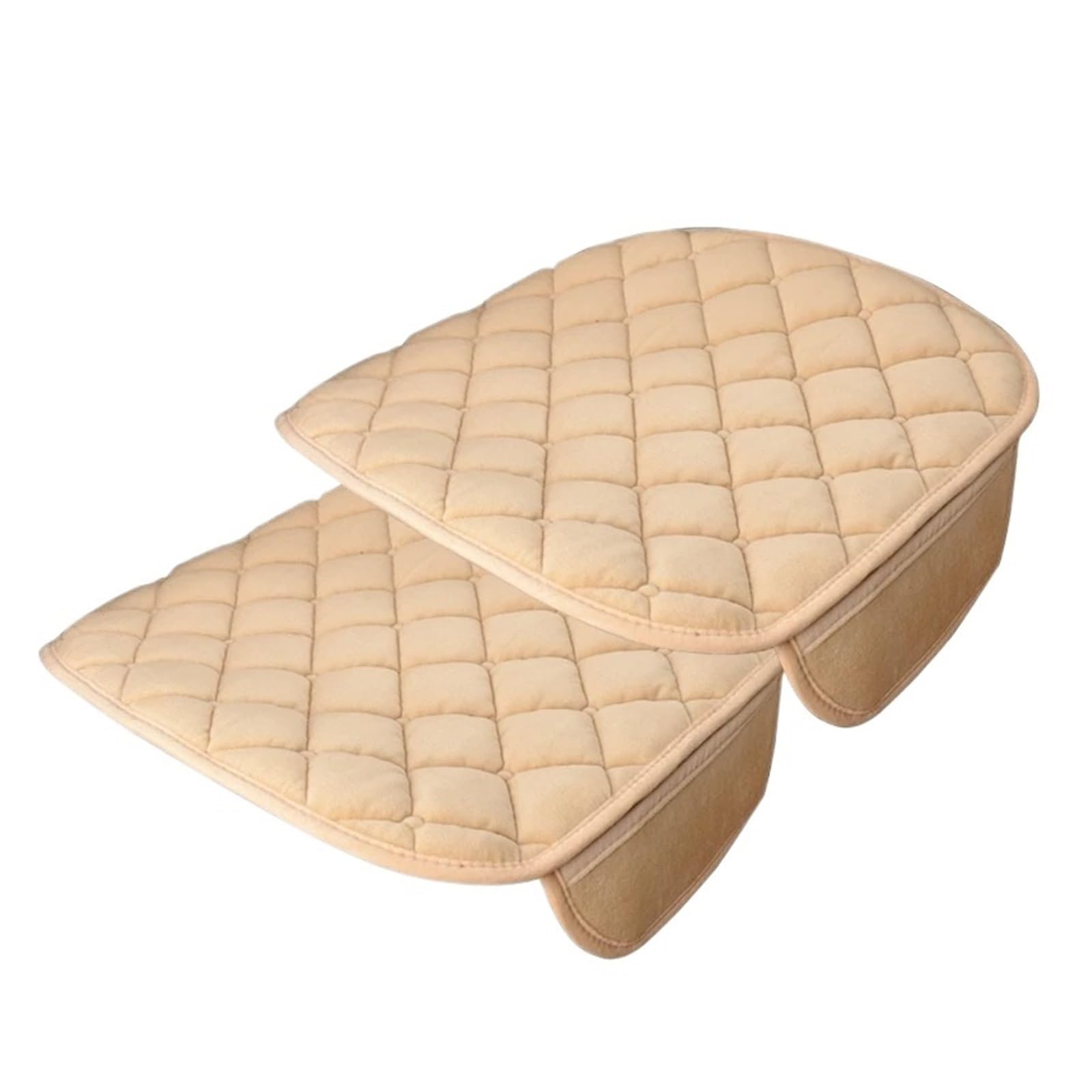 Autositzbezüge Plüsch Auto Sitzbezüge Set Auto Sitzkissen Winter Auto Sitz Protector Weiche Anti Slip Pads Autoinnenraum(O2 Beige Front*2 Piece) von TINGYUS