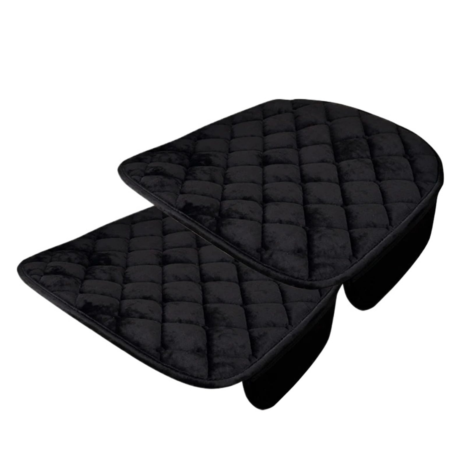 Autositzbezüge Plüsch Auto Sitzbezüge Set Auto Sitzkissen Winter Auto Sitz Protector Weiche Anti Slip Pads Autoinnenraum(O2 Black Front*2 Piece) von TINGYUS