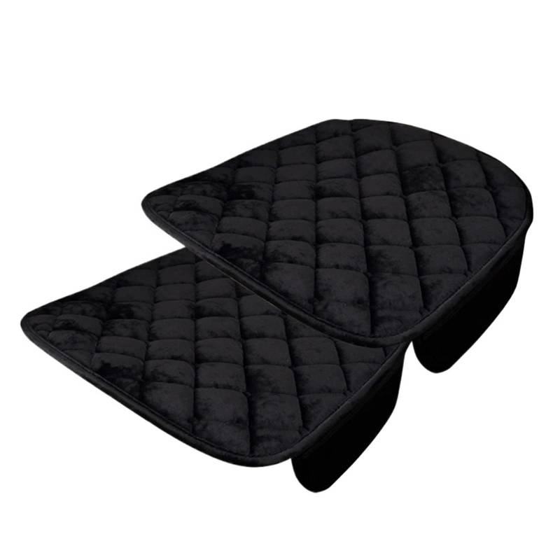 Autositzbezüge Plüsch Auto Sitzbezüge Set Auto Sitzkissen Winter Auto Sitz Protector Weiche Anti Slip Pads Autoinnenraum(O2 Black Front*2 Piece) von TINGYUS