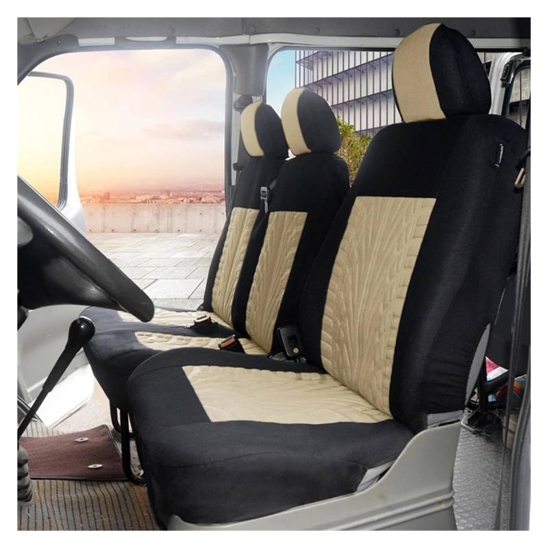 Autositzbezüge Universal 2+1 Polyester Stoff Auto Abdeckungen Sitzbezüge Autositzbezüge Schutz Für Transporter/Van Autoinnenraum(BEIGE) von TINGYUS