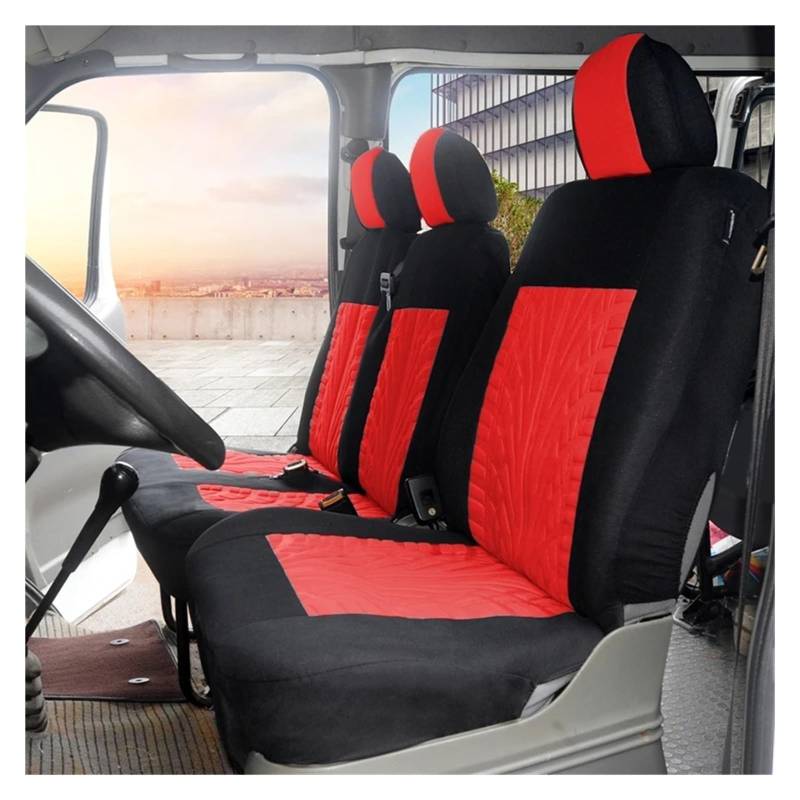 Autositzbezüge Universal 2+1 Polyester Stoff Auto Abdeckungen Sitzbezüge Autositzbezüge Schutz Für Transporter/Van Autoinnenraum(RED) von TINGYUS