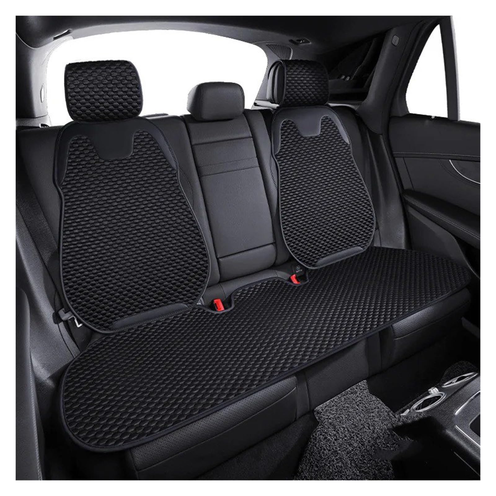 Autositzbezüge Universal Autositz Ice Silk Kissen Atmungsaktive Sitzbezüge Auto Sitzkissen Split Einzelsitz Hinten Set Autoinnenraum(Black Rear Seat) von TINGYUS
