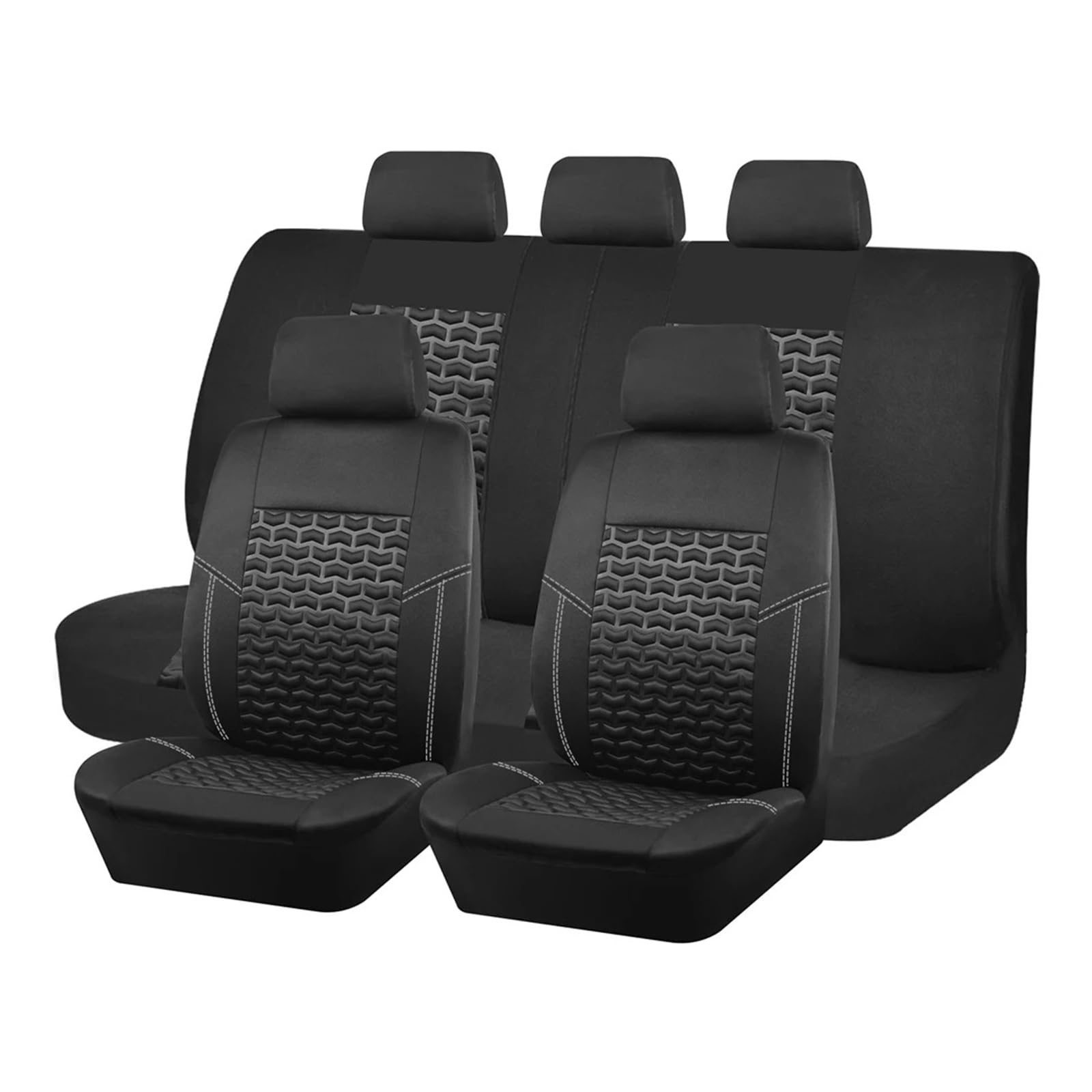 Autositzbezüge Universal Autositzbezüge Reifen Textur Presse Atmungsaktive Stoff Sitzbezüge Autoinnenraum(Black 5 seat) von TINGYUS