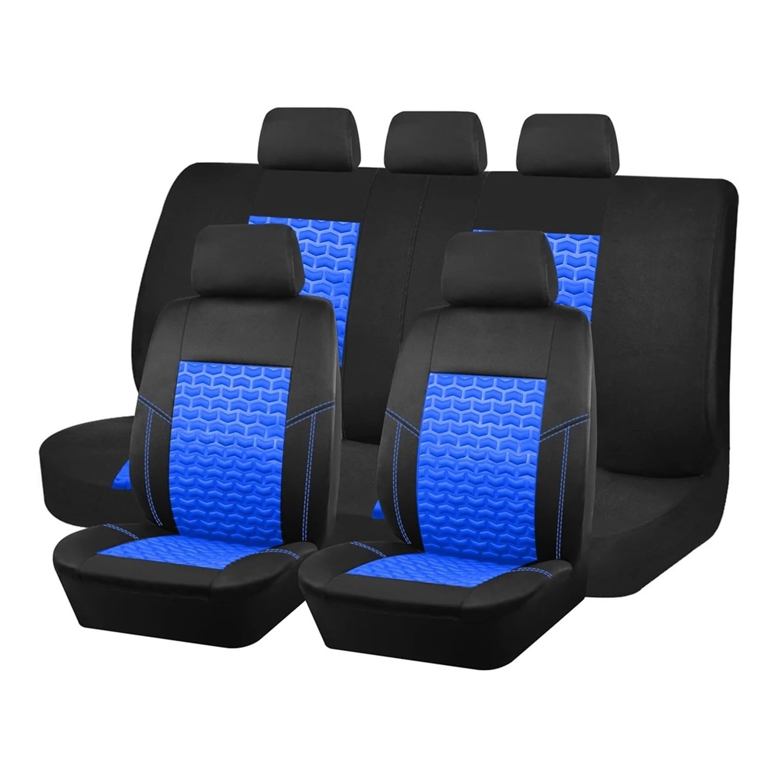 Autositzbezüge Universal Autositzbezüge Reifen Textur Presse Atmungsaktive Stoff Sitzbezüge Autoinnenraum(Black Blue 5 seat) von TINGYUS