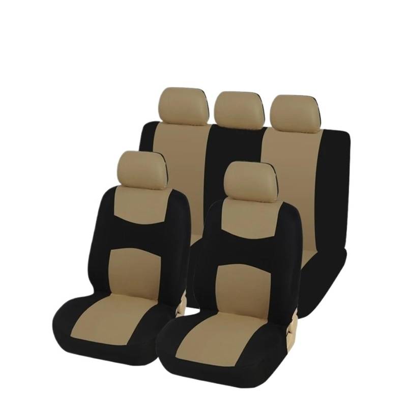 Autositzbezüge Universal-Autositzbezug, Flacher Stoff-Autositzbezug (abnehmbare Kopfstützen Und Feste Bank), Innenausstattung Autoinnenraum(Beige Full Set) von TINGYUS