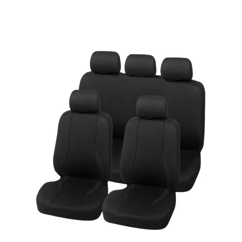 Autositzbezüge Universal-Autositzbezug, Flacher Stoff-Autositzbezug (abnehmbare Kopfstützen Und Feste Bank), Innenausstattung Autoinnenraum(Black Full Set) von TINGYUS