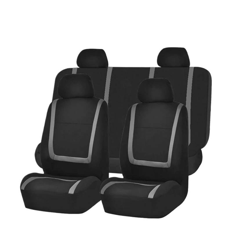 Autositzbezüge Universal-Autositzbezug, Flacher Stoff-Autositzbezug (abnehmbare Kopfstützen Und Feste Bank), Innenausstattung Autoinnenraum(Black Gray Full Set) von TINGYUS
