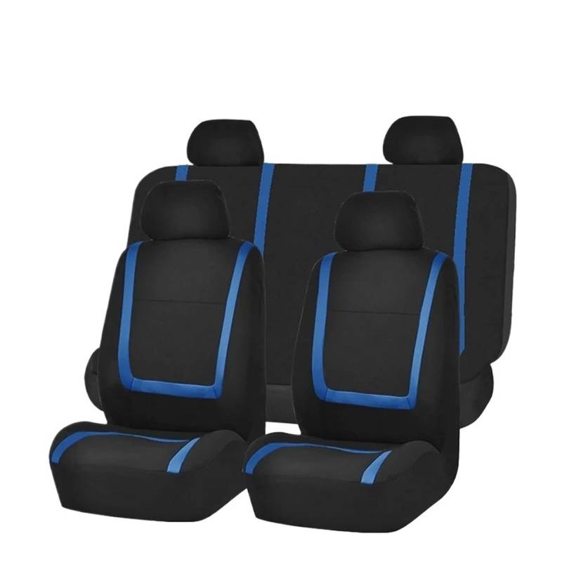 Autositzbezüge Universal-Autositzbezug, Flacher Stoff-Autositzbezug (abnehmbare Kopfstützen Und Feste Bank), Innenausstattung Autoinnenraum(Blue Black Full Set) von TINGYUS