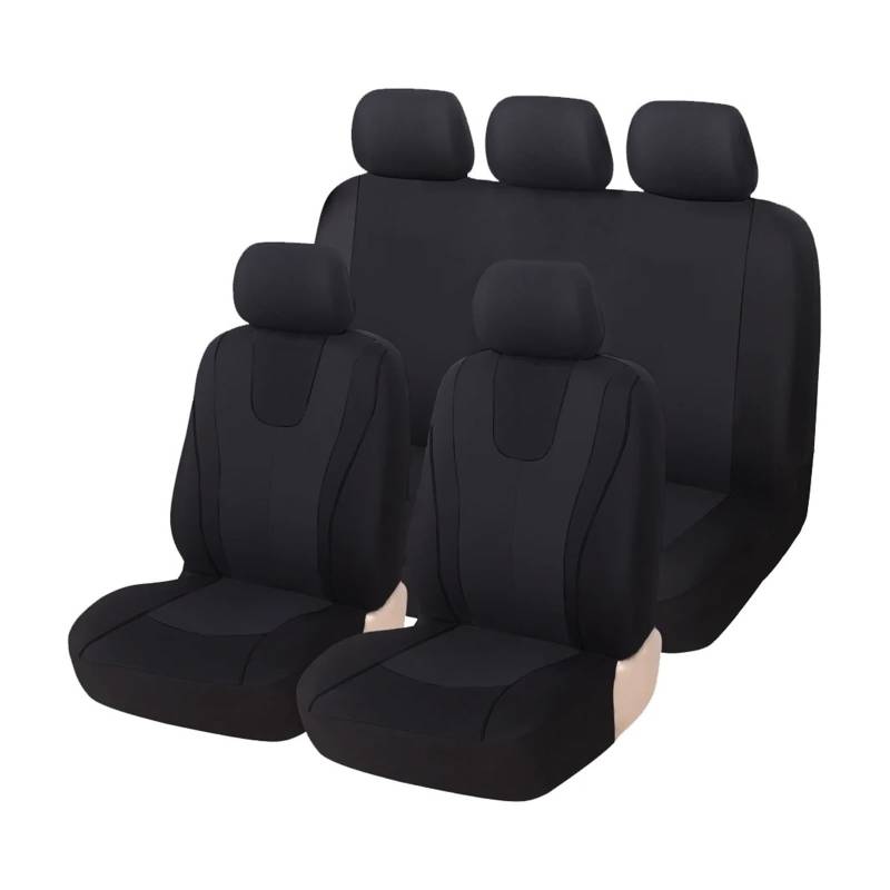 Autositzbezüge Universal-Autositzbezug Aus Polyestergewebe Schützt Sitzbezüge Autoinnenraum(Full Set Black) von TINGYUS