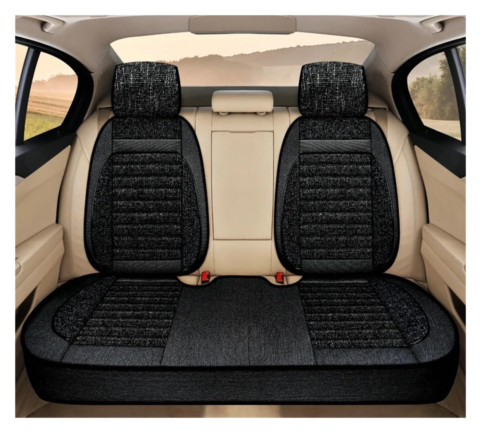 Autositzbezüge Universal Autositzkissen Autositzschutz Autositzkissen Auto Vorne Autoinnenausstattung Sitzbezug Autoinnenraum(A-3*Black) von TINGYUS