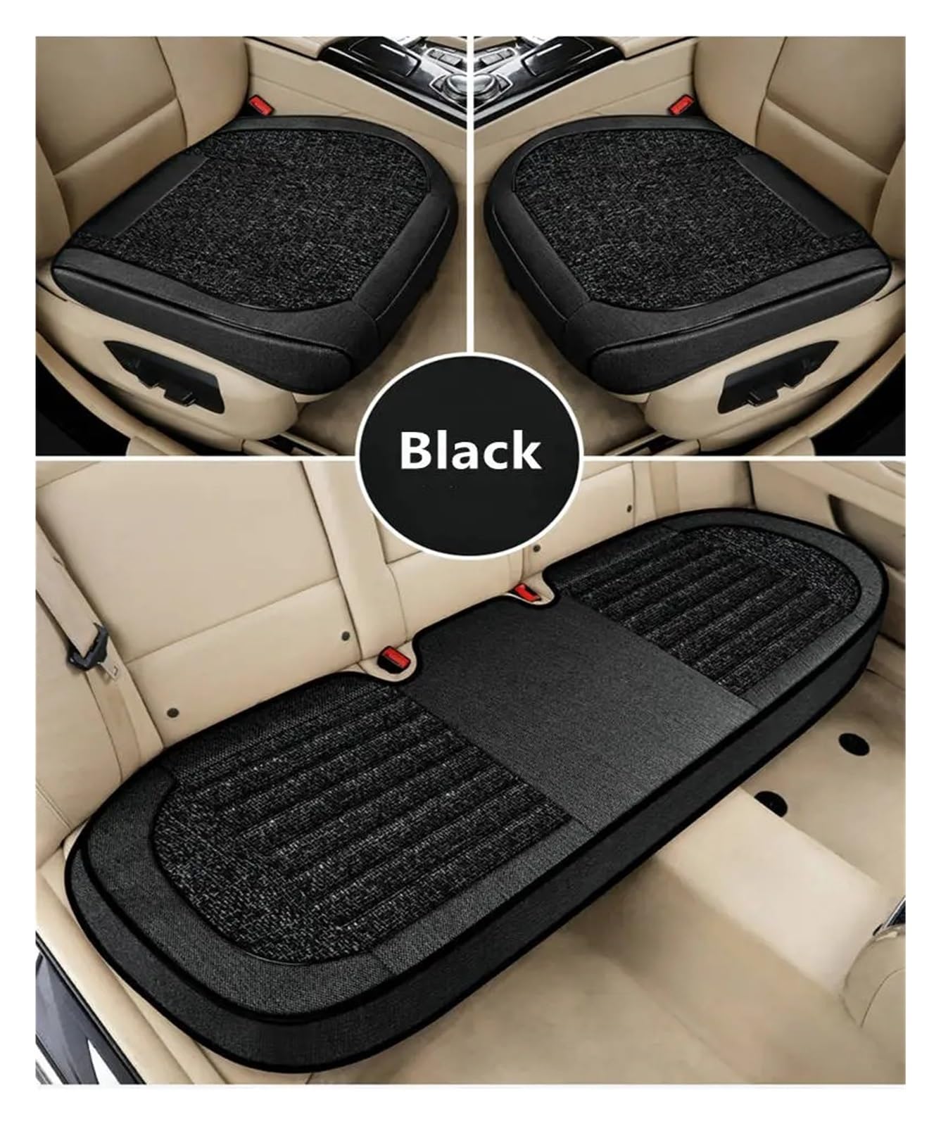 Autositzbezüge Universal Autositzkissen Autositzschutz Autositzkissen Auto Vorne Autoinnenausstattung Sitzbezug Autoinnenraum(B-3*Black) von TINGYUS