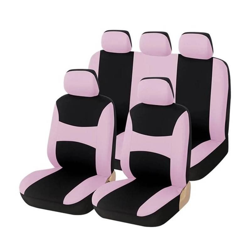 Autositzbezüge Universal Polyester Autositzbezüge Autositzbezug-Set Stoff Bicolor Stilvoller Autositzschutz Autoinnenraum(Pink Full Set) von TINGYUS